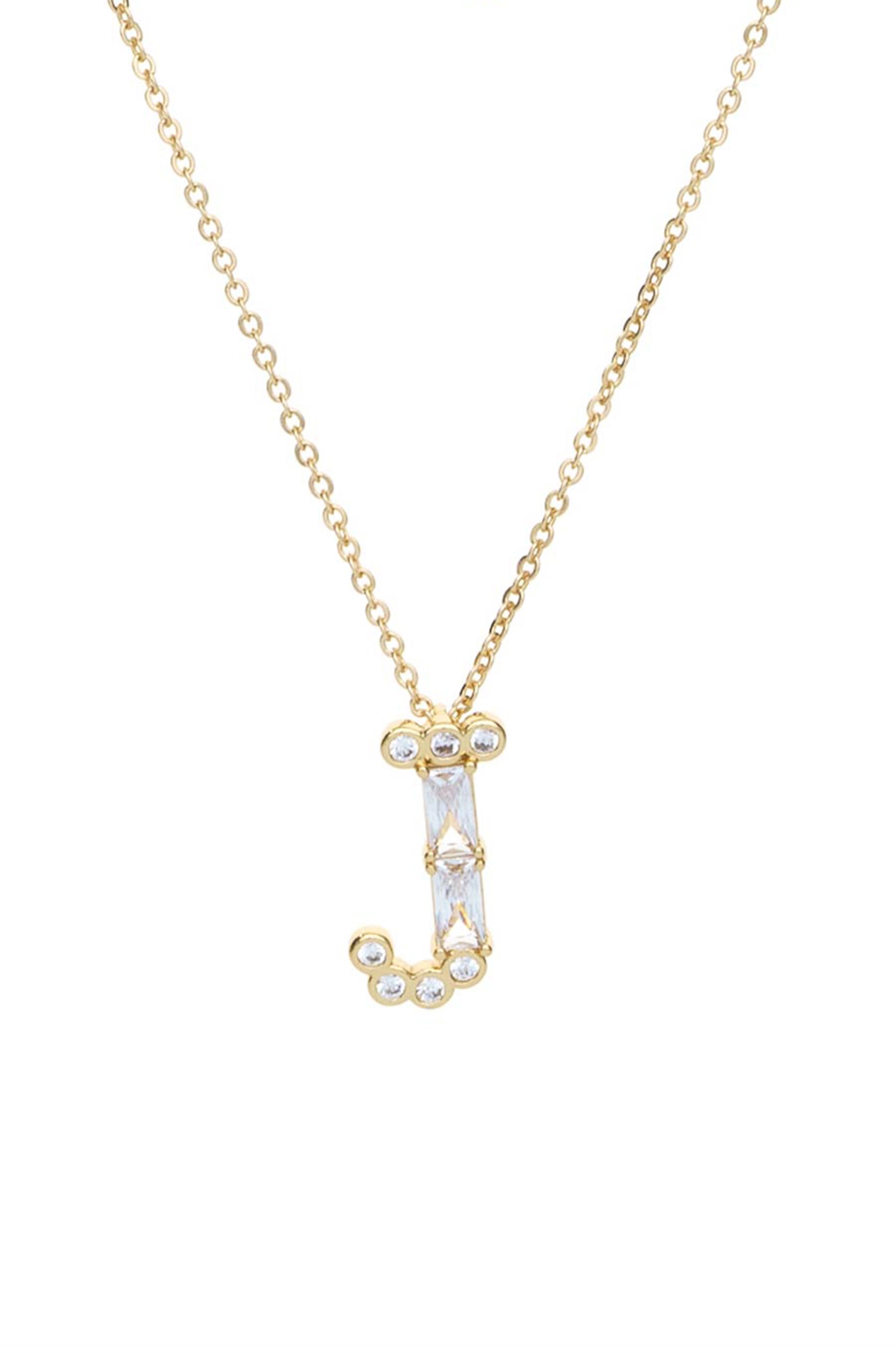 Mixed Crystal Initial Necklace letter J