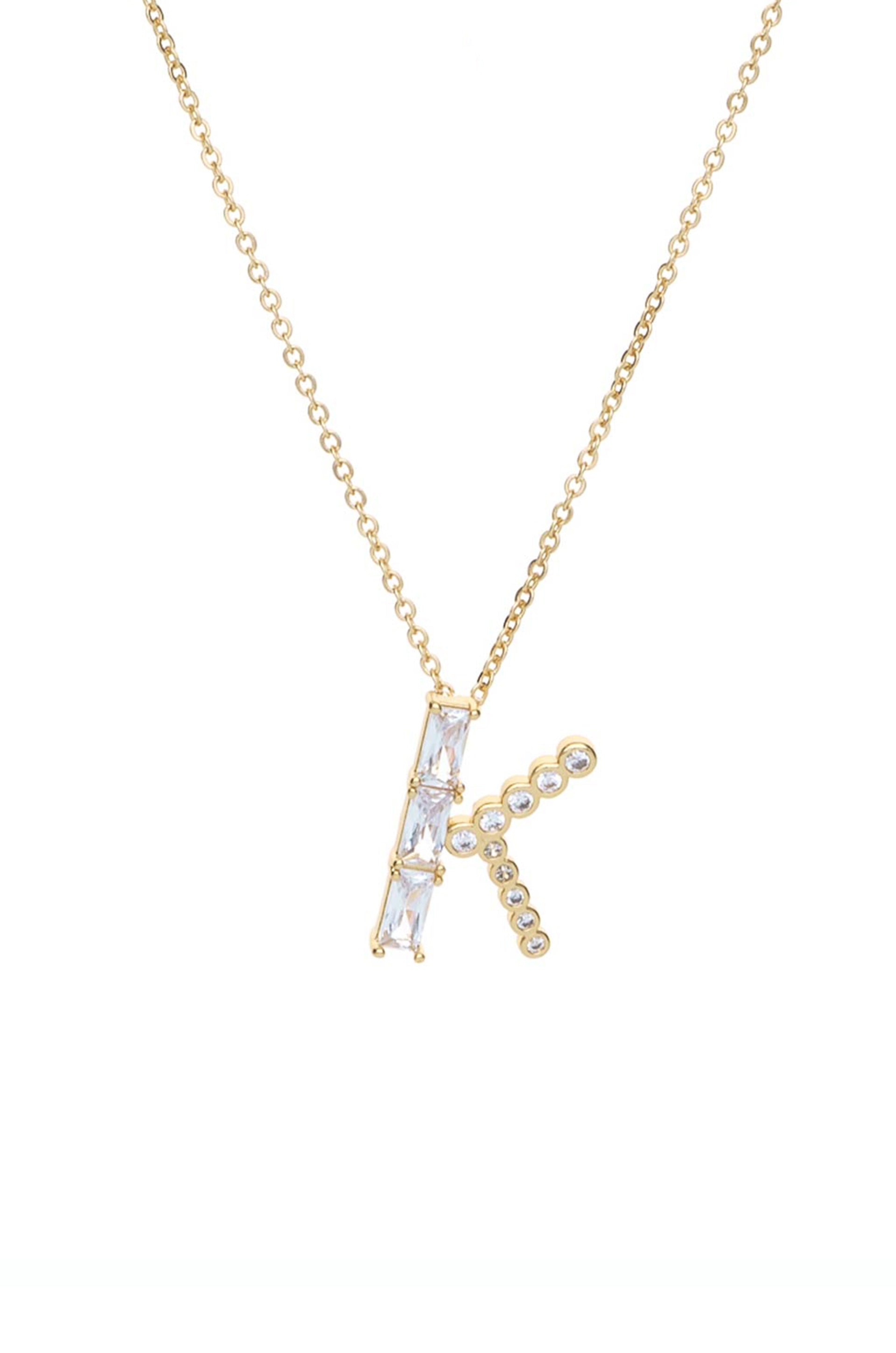 Mixed Crystal Initial Necklace letter K