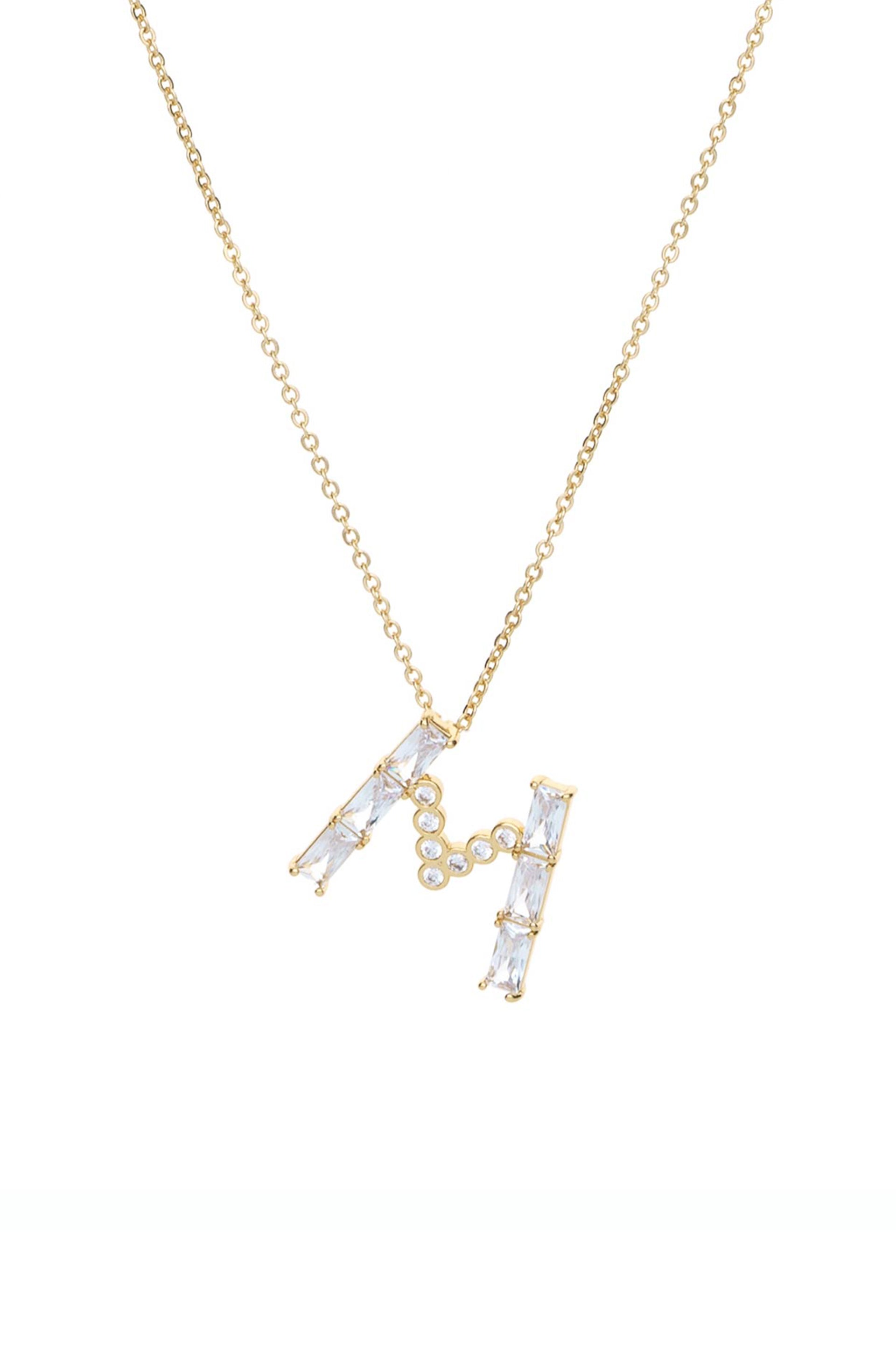 Mixed Crystal Initial Necklace letter M
