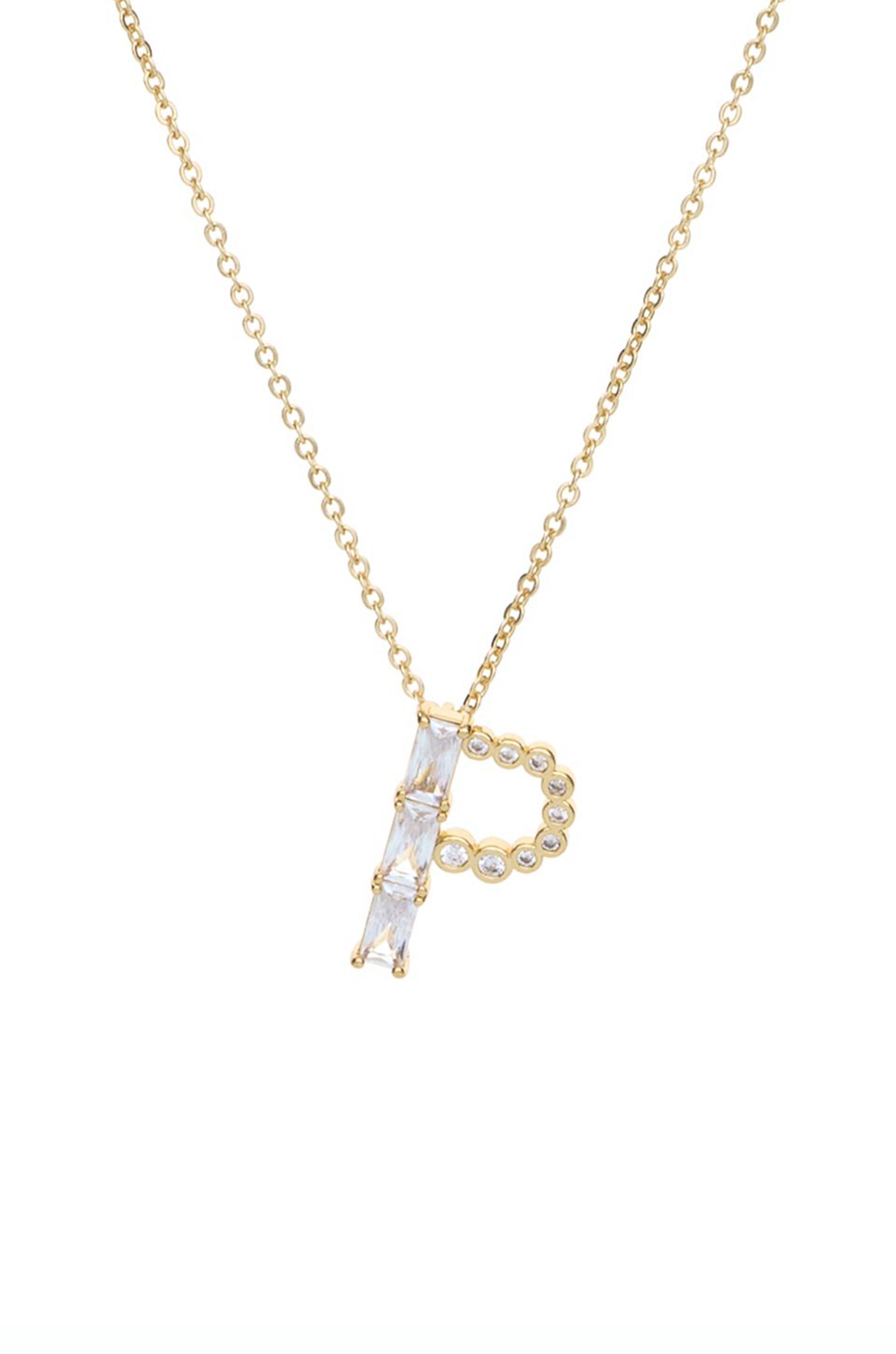 Mixed Crystal Initial Necklace letter P