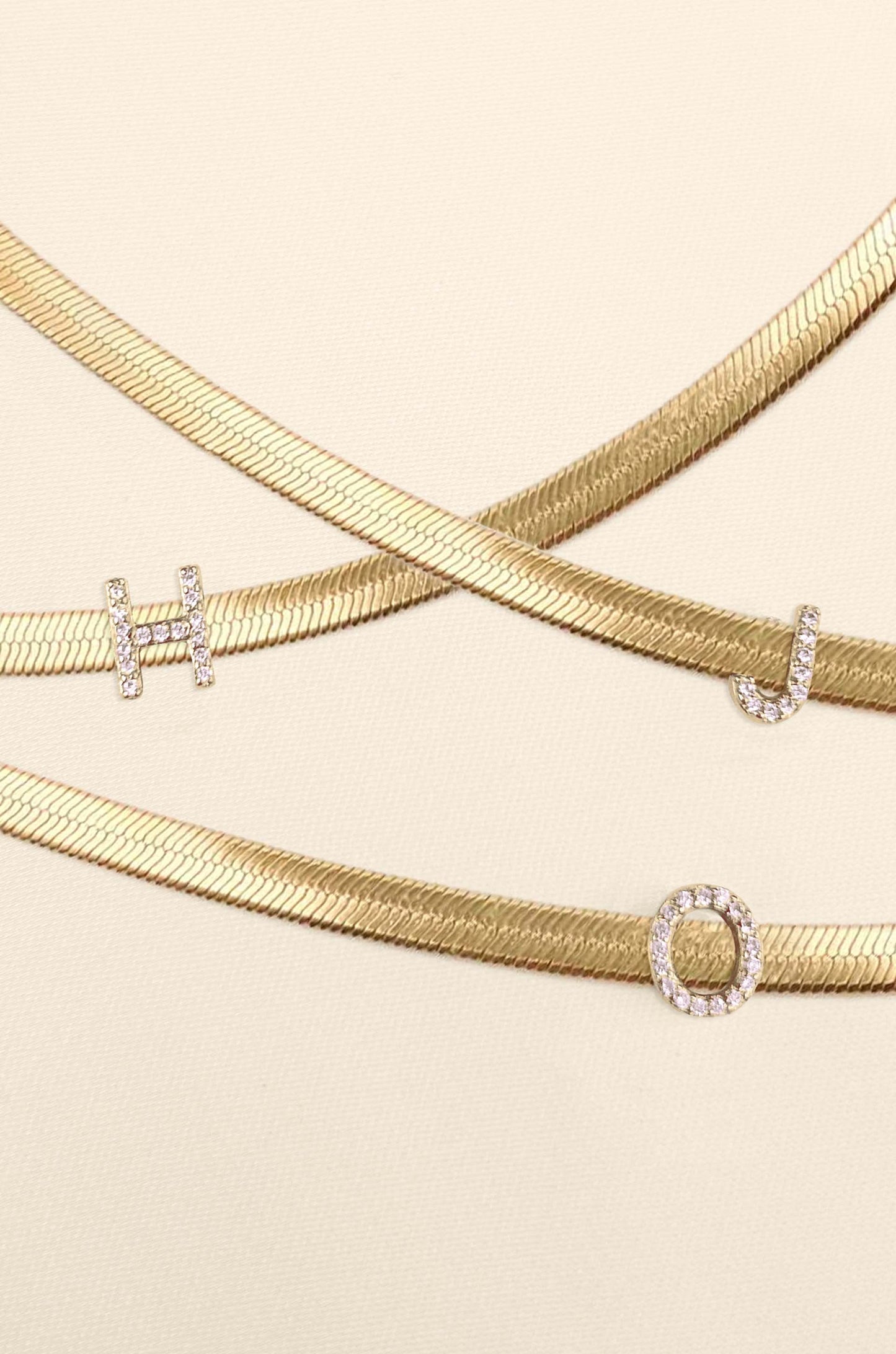 Initial Herringbone Necklace flat lay 2