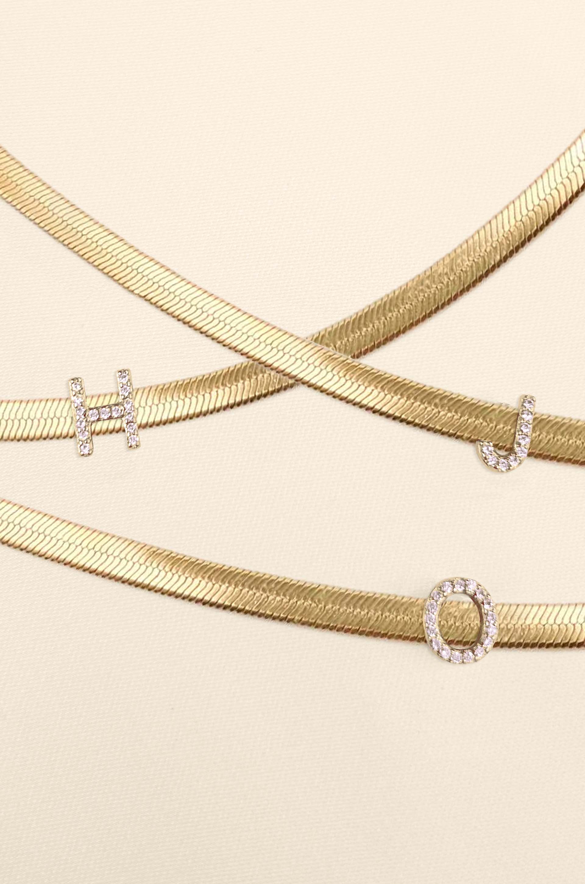Initial Herringbone Necklace flat lay 2