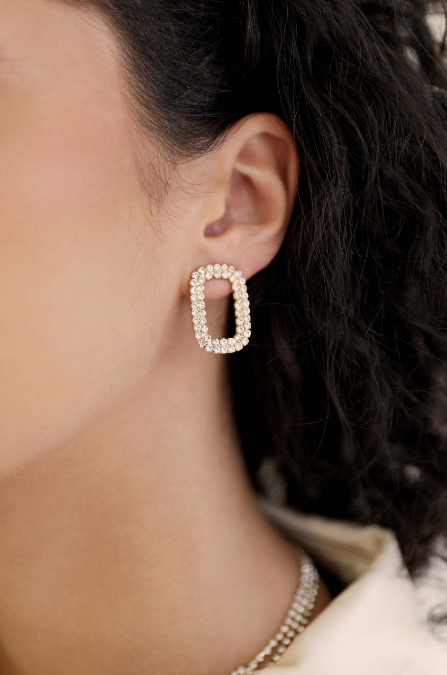 Crystal Blitz 18k Gold Plated Earrings on model 3