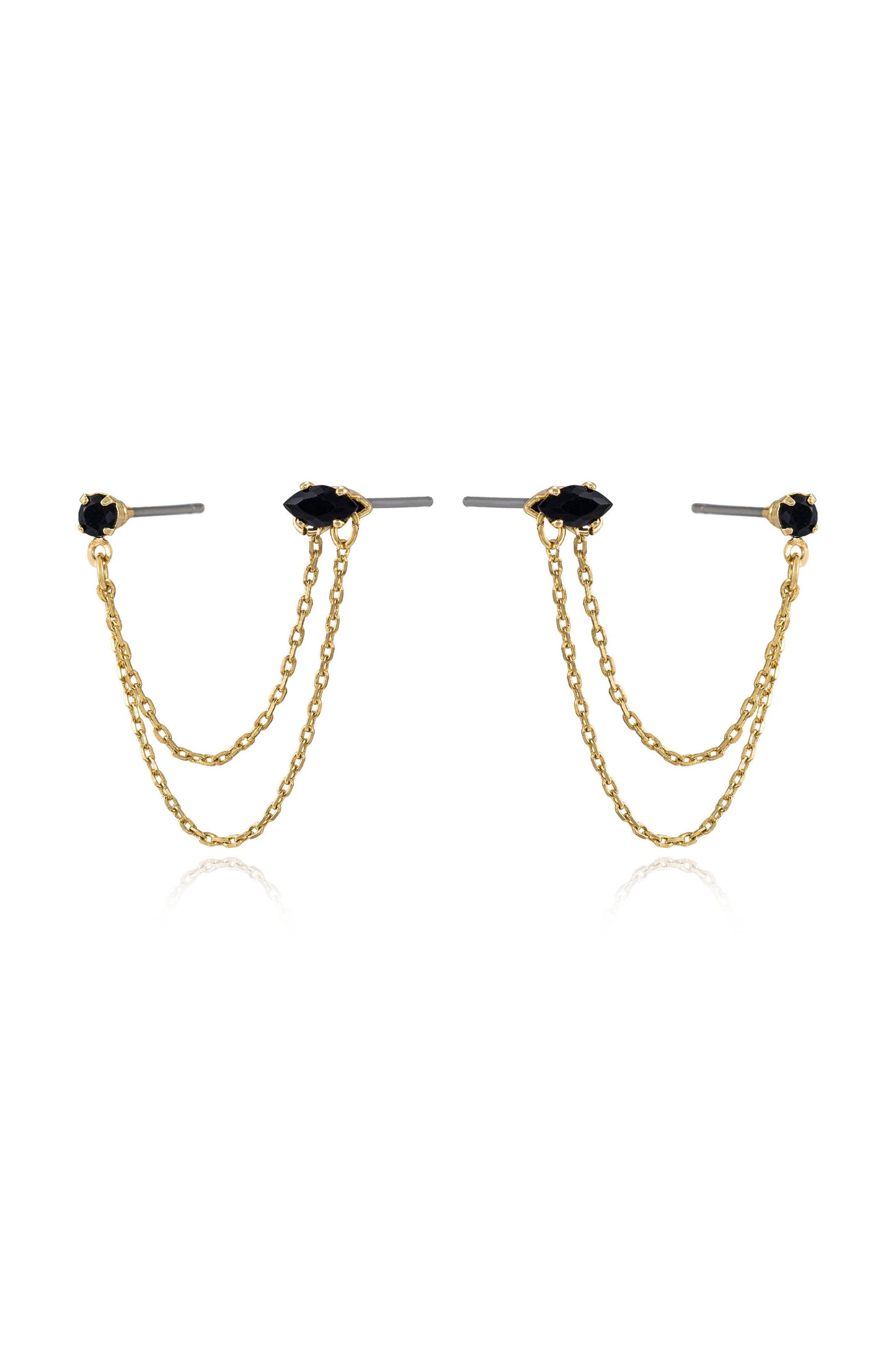 Double Piercing Chain Dangle Earrings