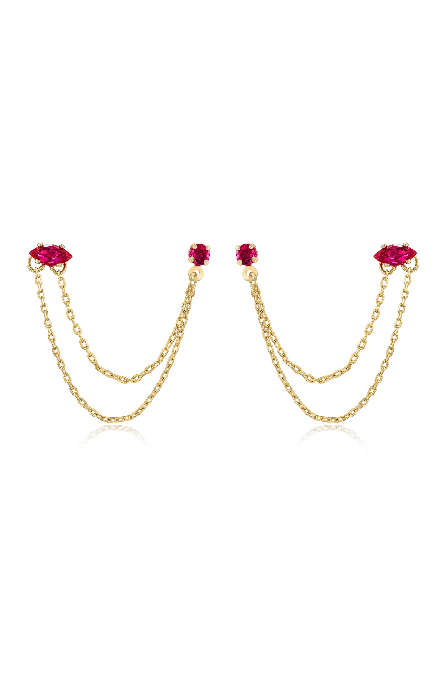 Double Piercing Chain Dangle Earrings
