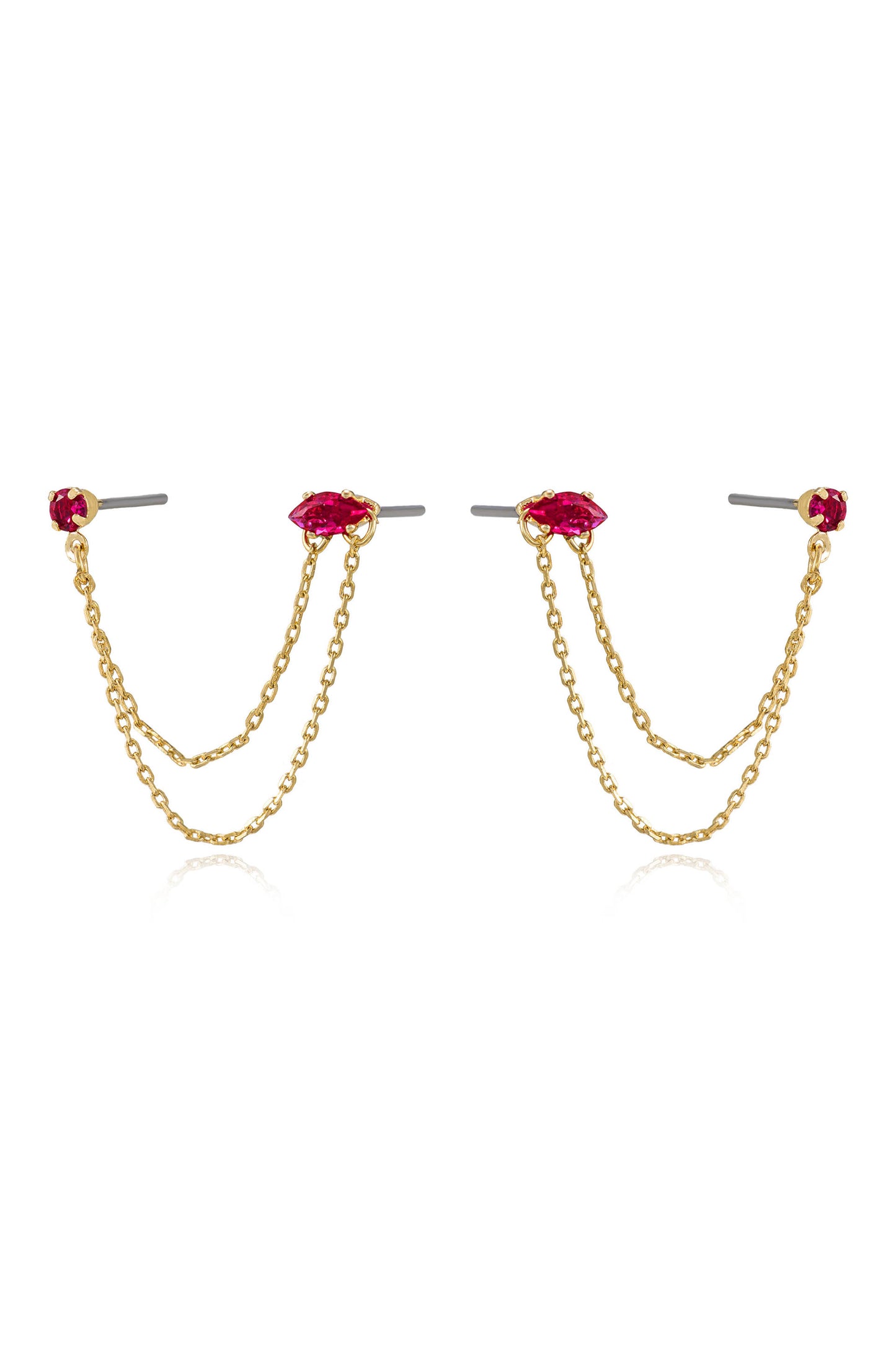 Double Piercing Chain Dangle Earrings