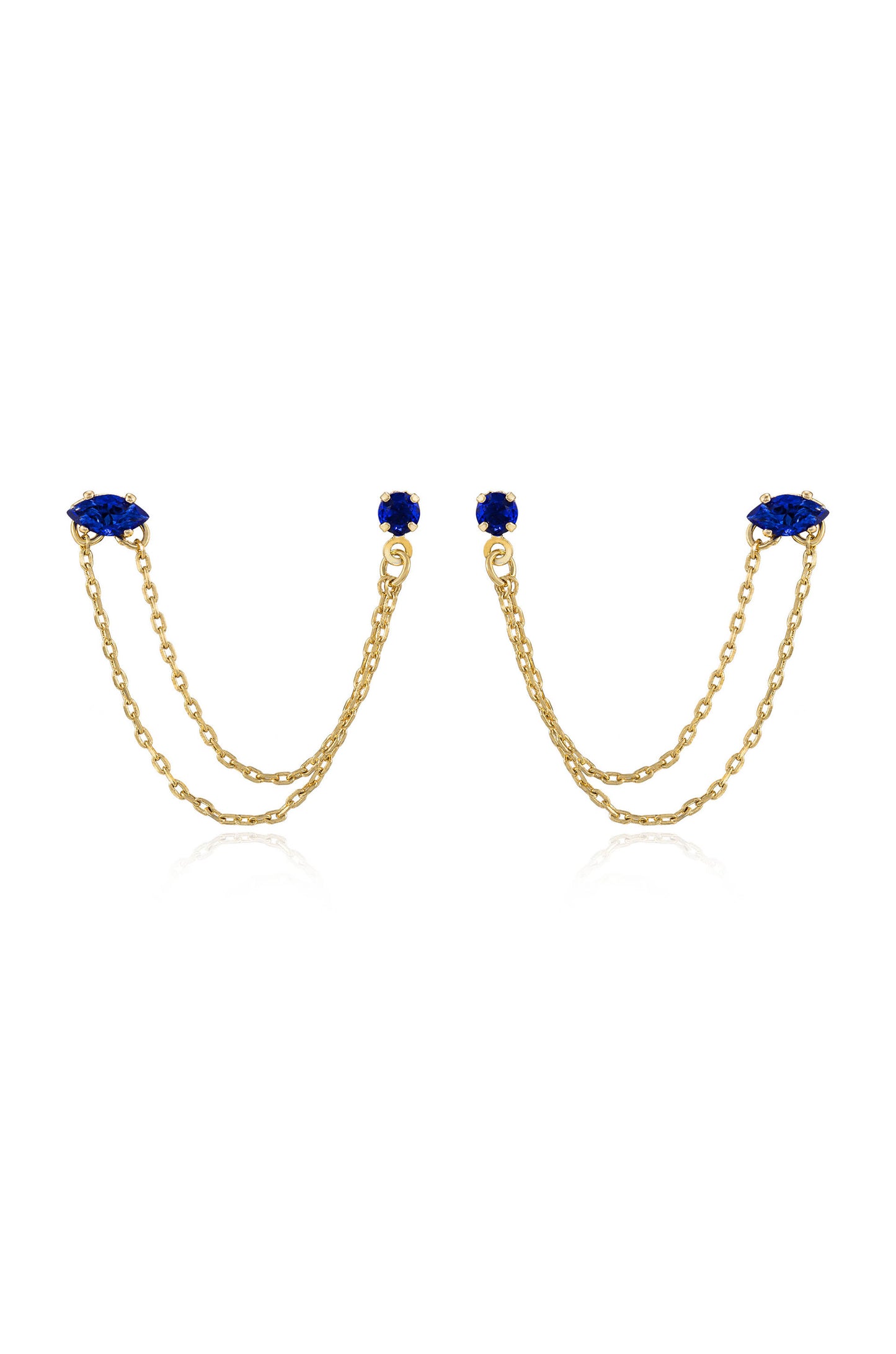 Double Piercing Chain Dangle Earrings