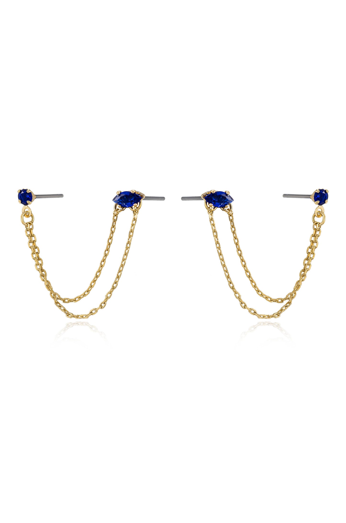 Double Piercing Chain Dangle Earrings