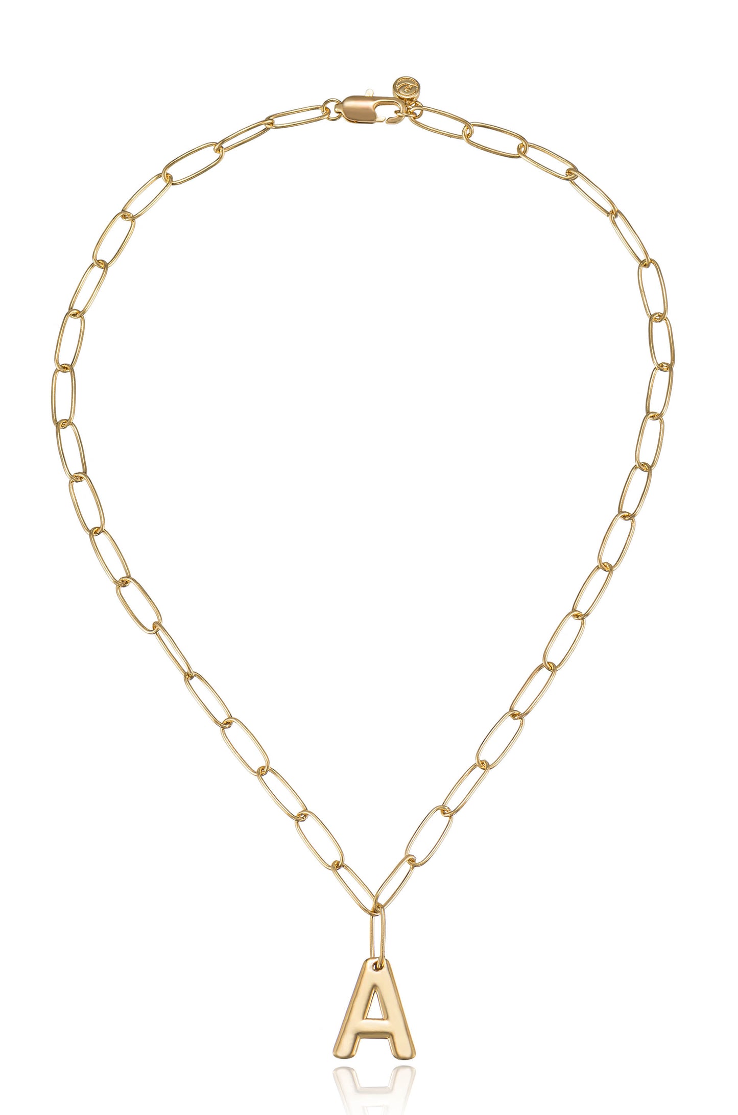 Paperclip Link Initial Necklace A full view