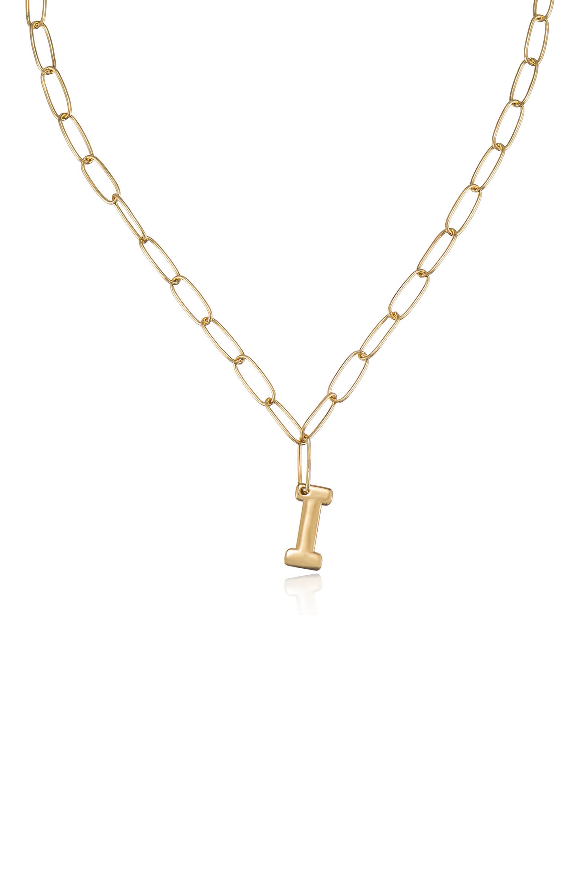 Paperclip Link Initial Necklace I 18k Gold Plated