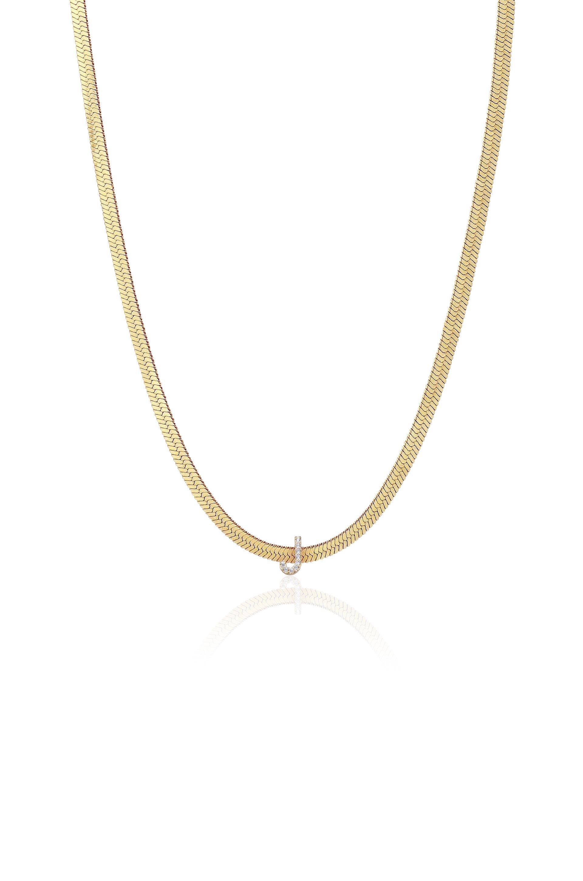Initial Herringbone Necklace - J