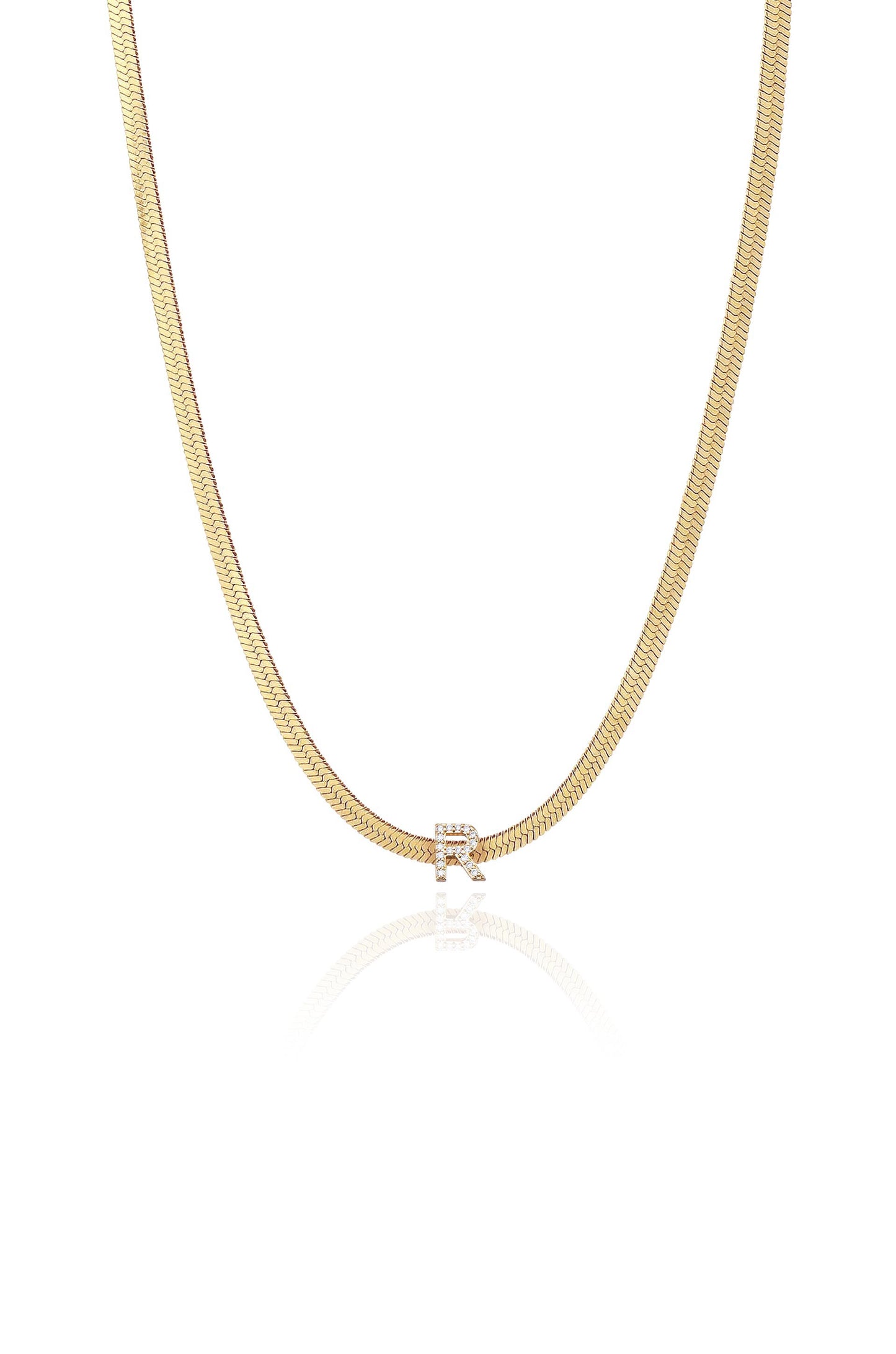 Initial Herringbone Necklace - R