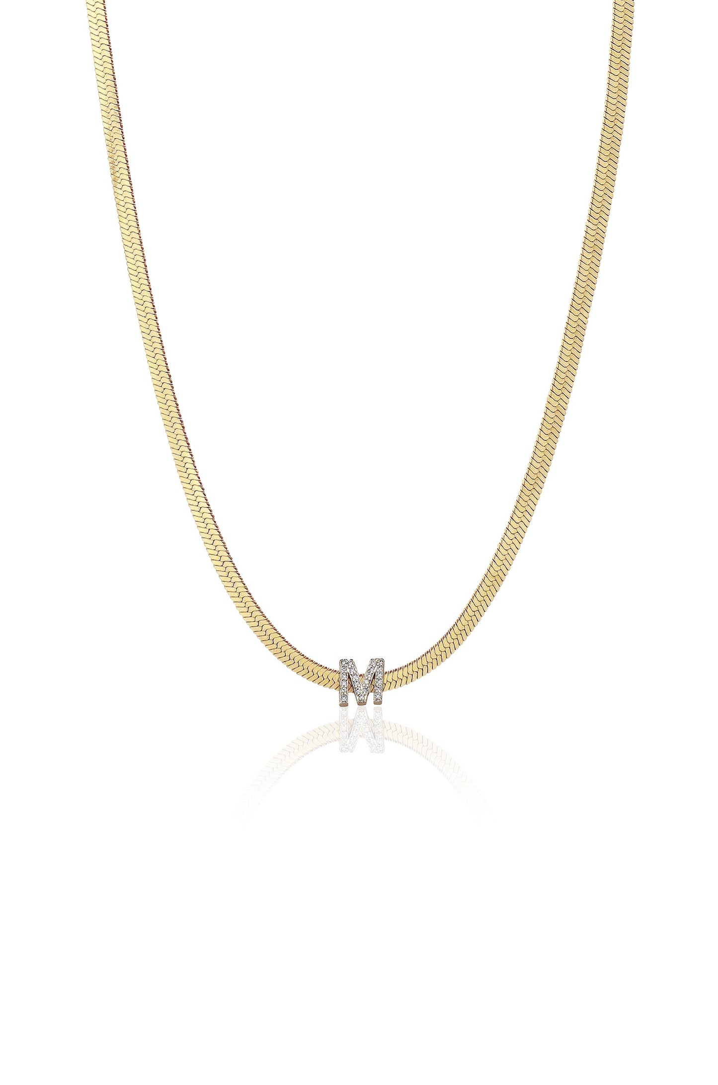 Initial Herringbone Necklace - M