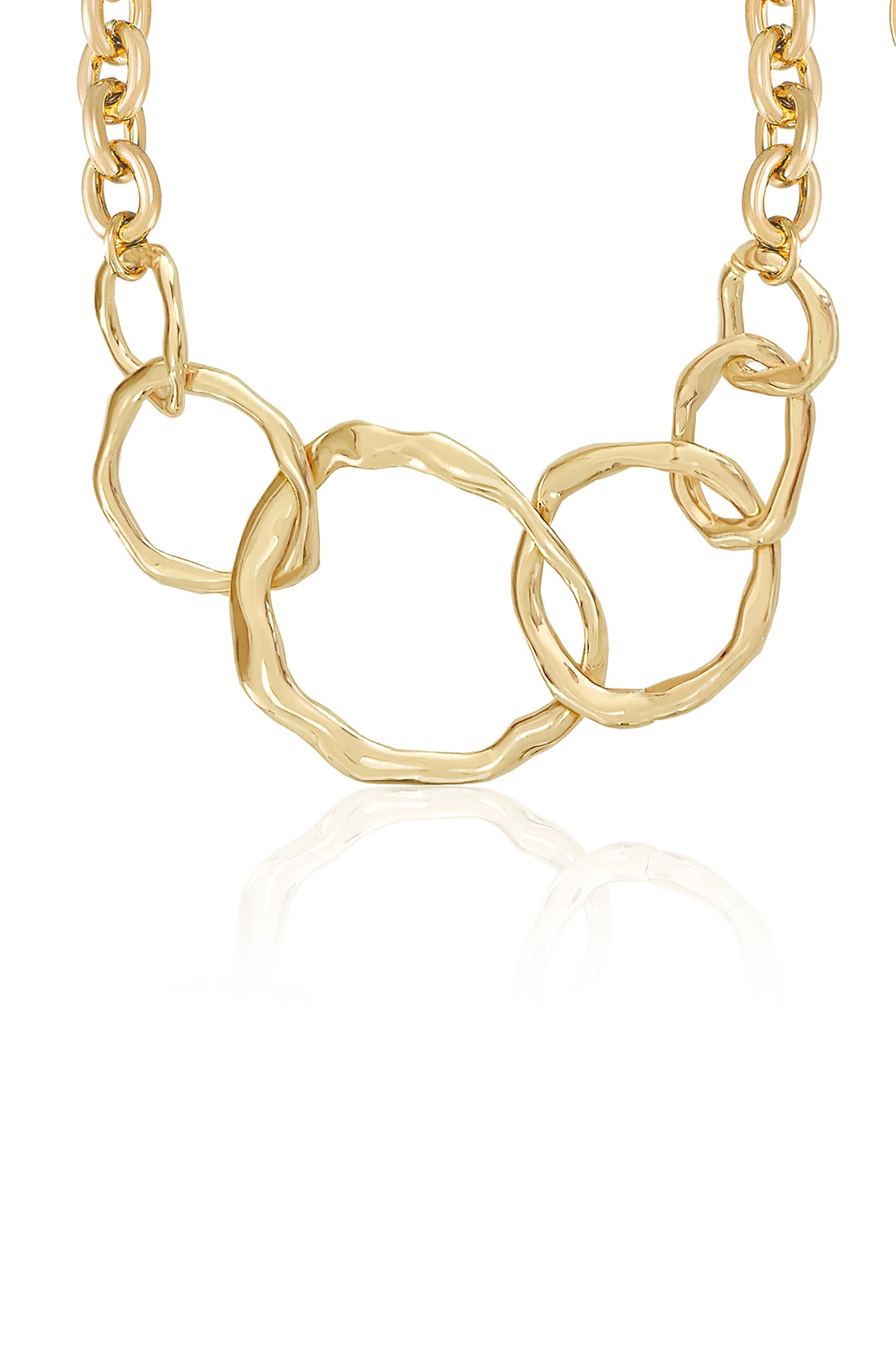 Interlocking Gold Drip Circles 18k Gold Plated Necklace