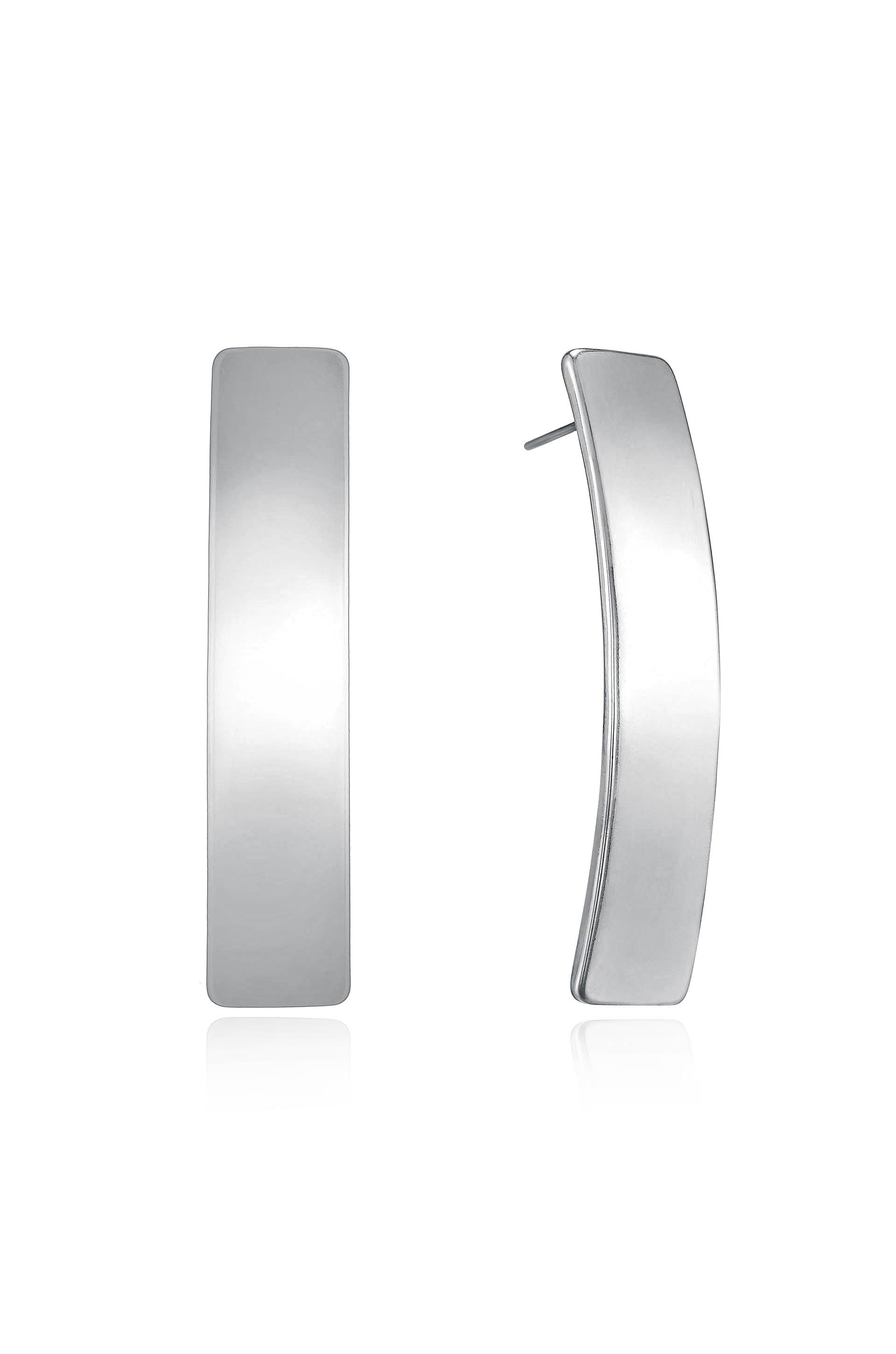 Single Bar Earrings Rhodium Plated 3