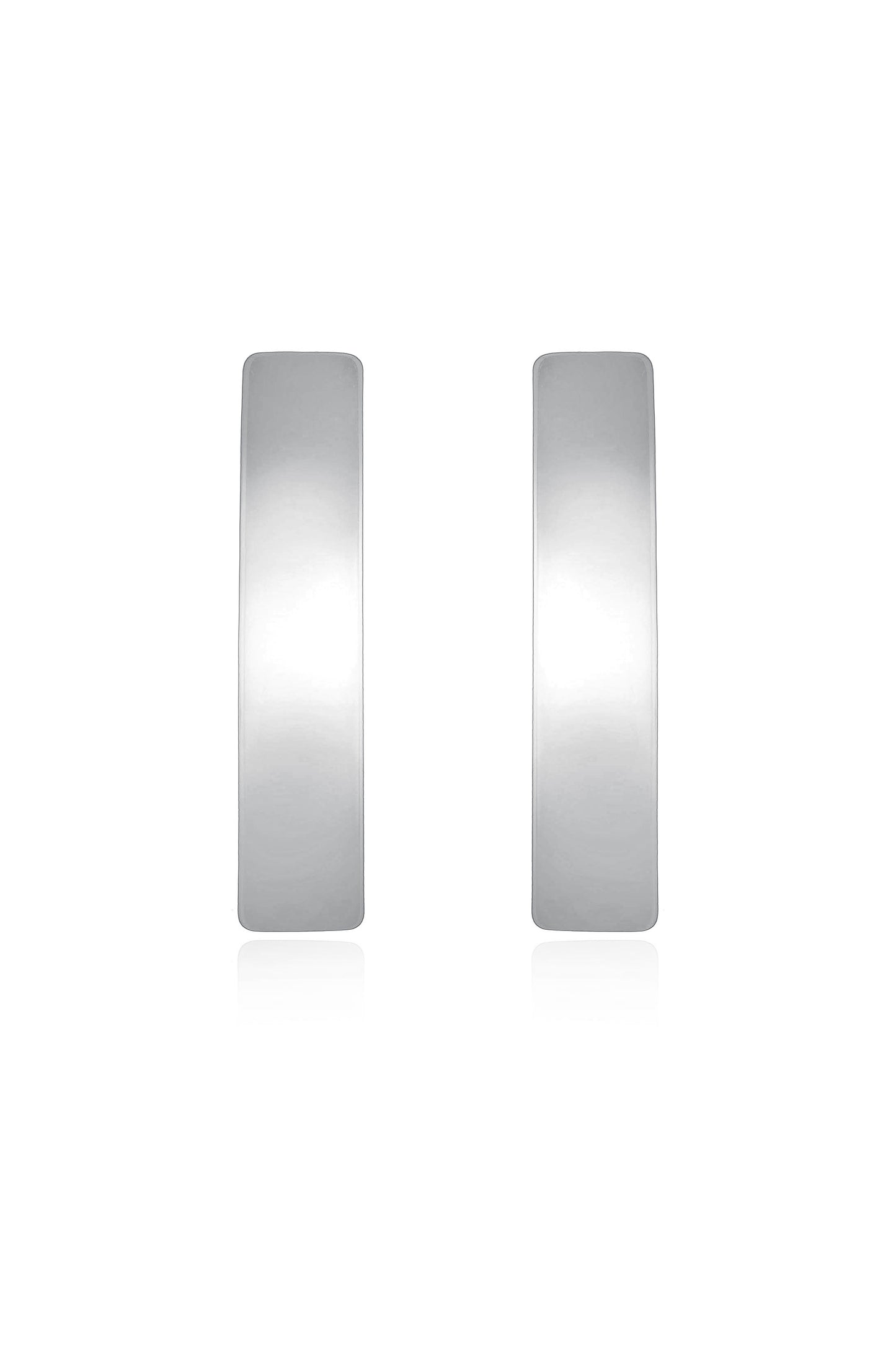 Single Bar Earrings Rhodium Plated