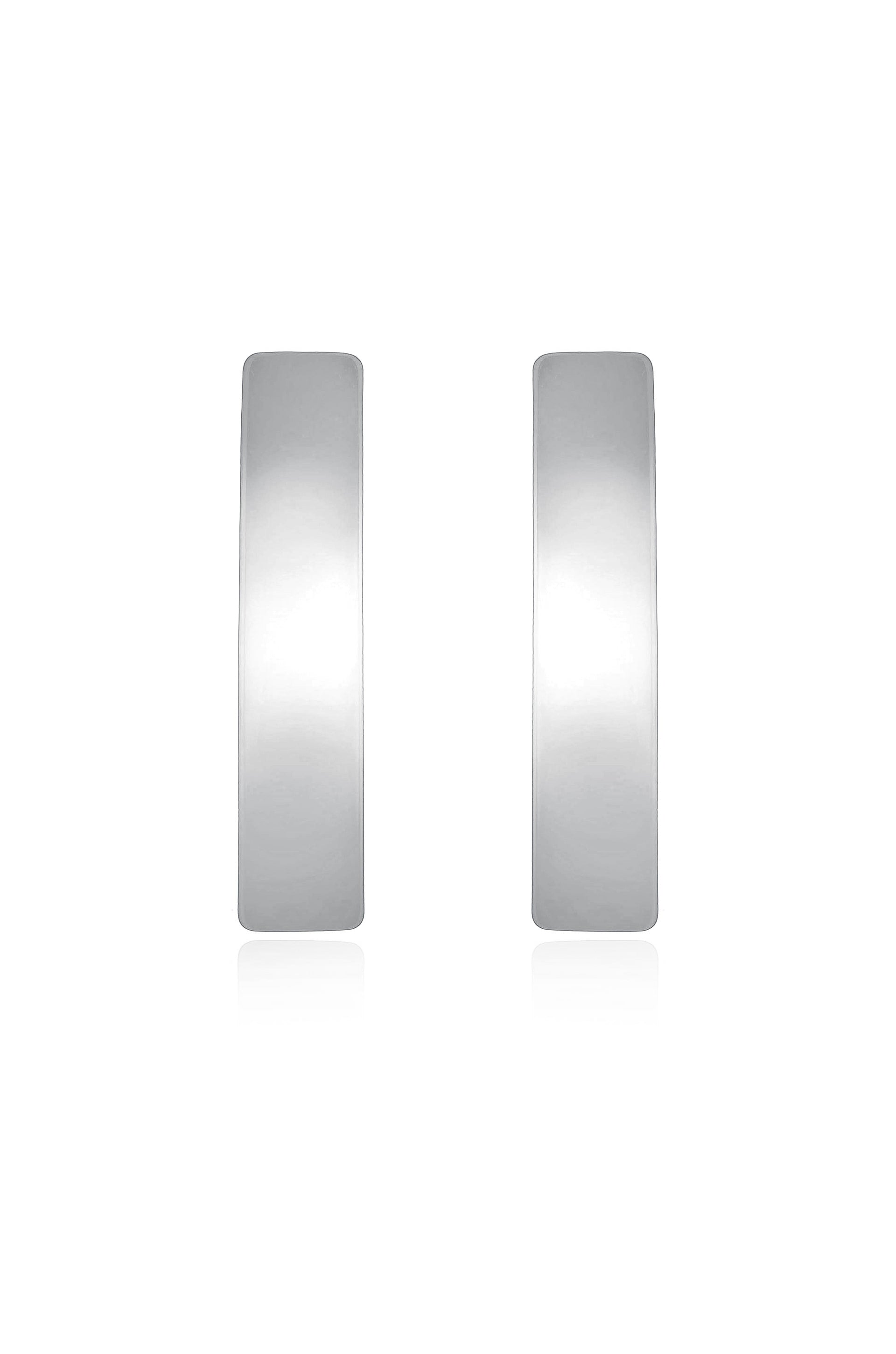 Single Bar Earrings Rhodium Plated
