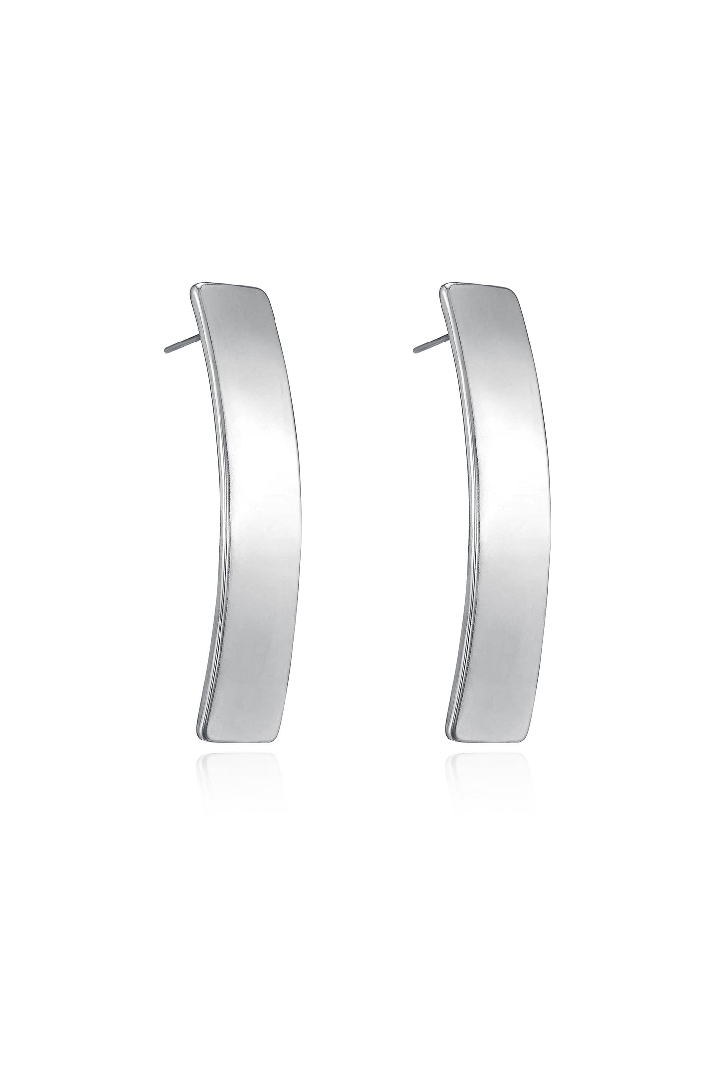 Single Bar Earrings Rhodium Plated 2