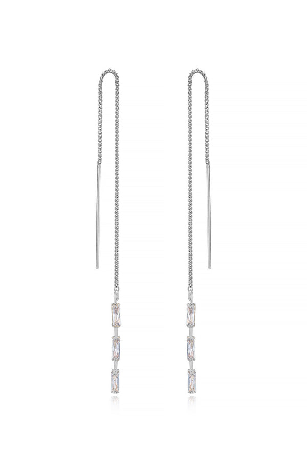 Crystal Baguette Threader Earrings
