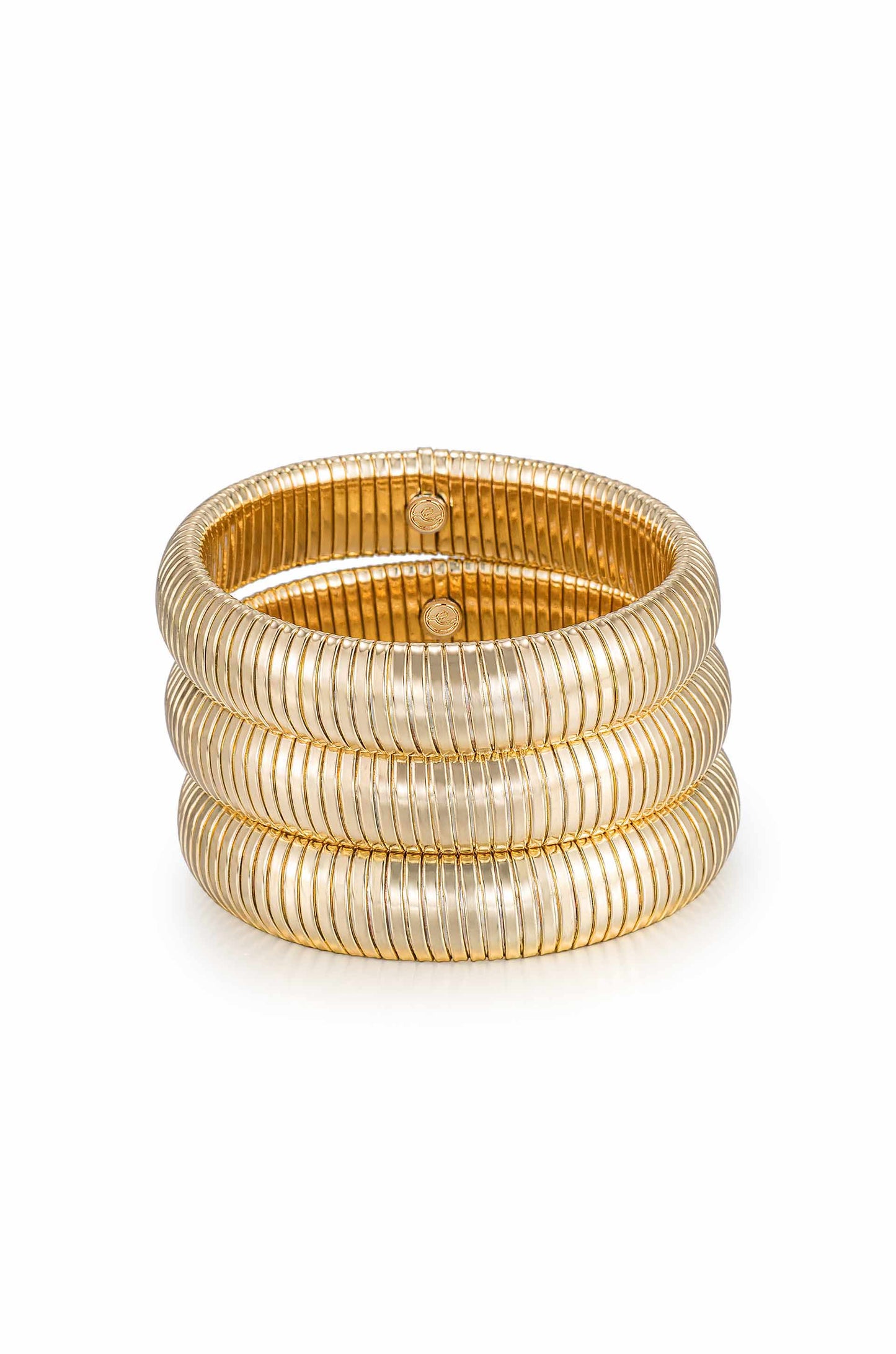 Flex Snake Chain Stretch Bracelet Set Gold Tone 2