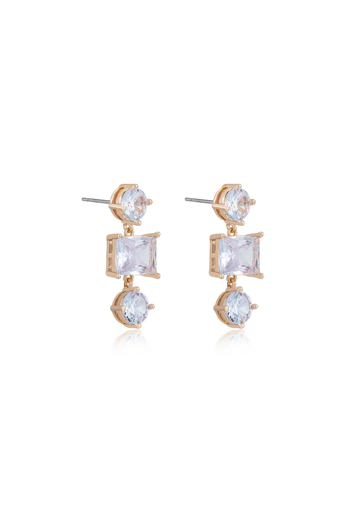 Shine On 18k Gold Plated Crystal Dangle Earrings side