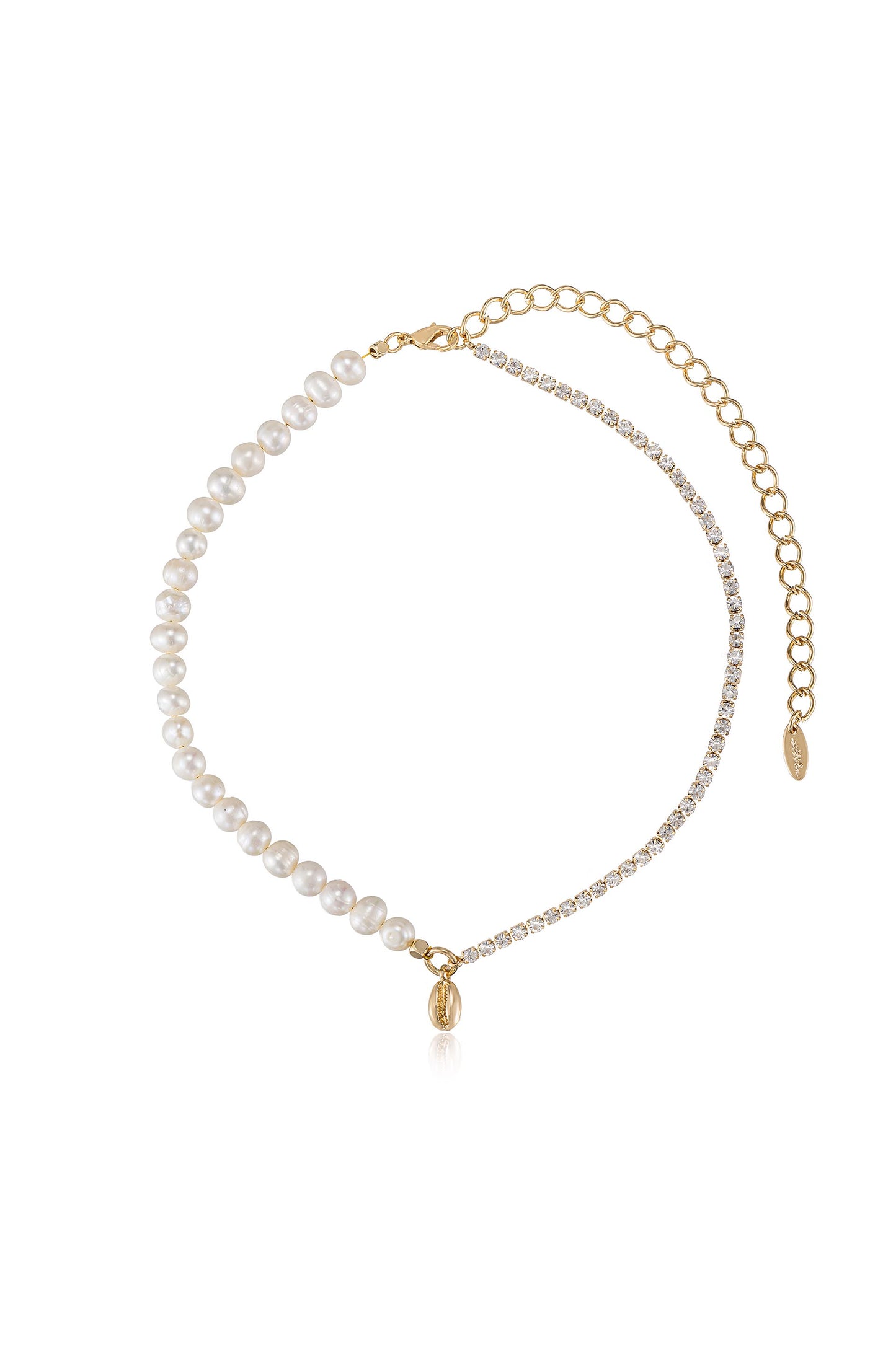 Pearl, Crystal, and Shell 18k Gold Plated Necklace