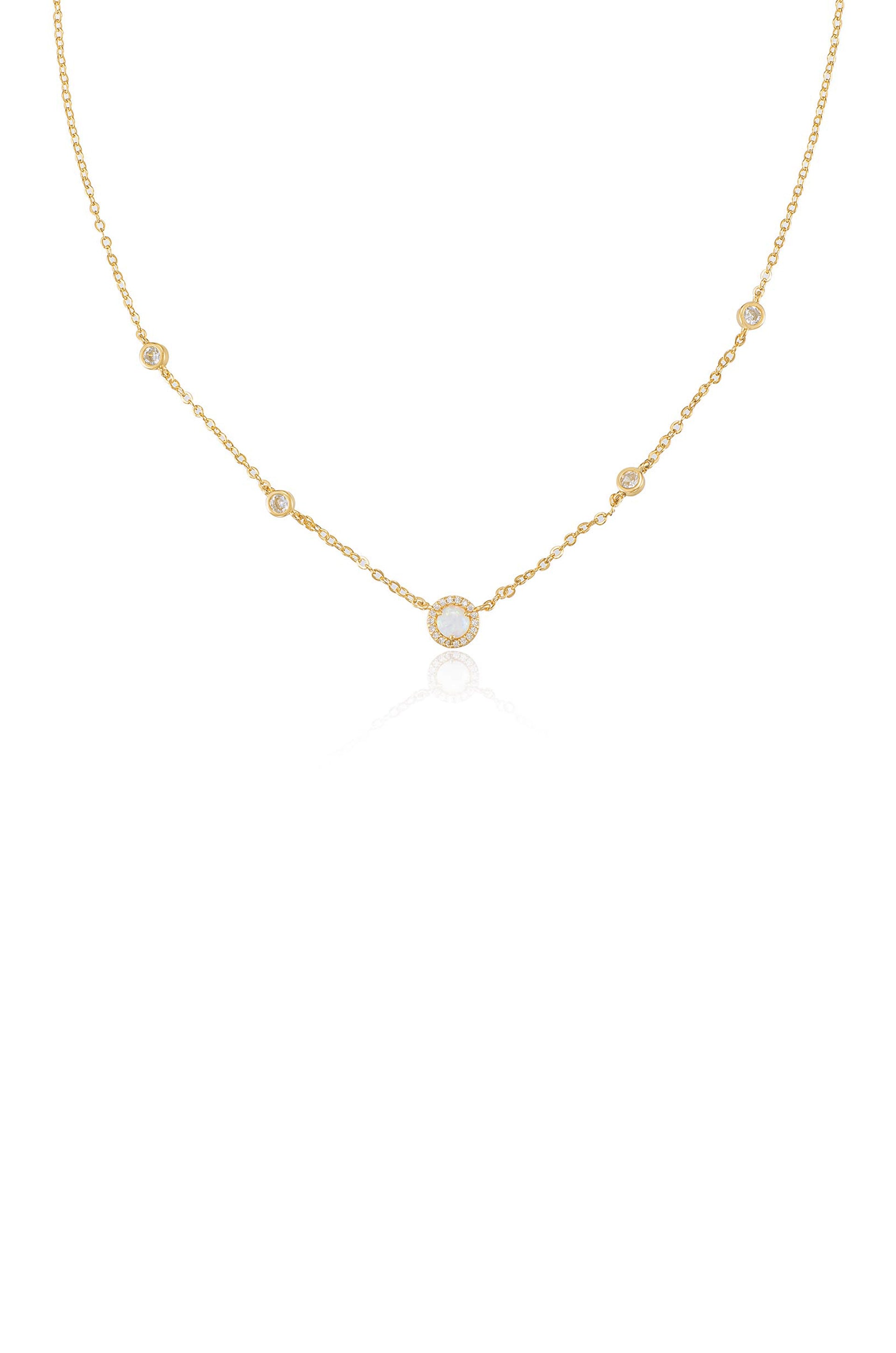 Olivia Opal and Crystal Necklace 18k Gold Plated