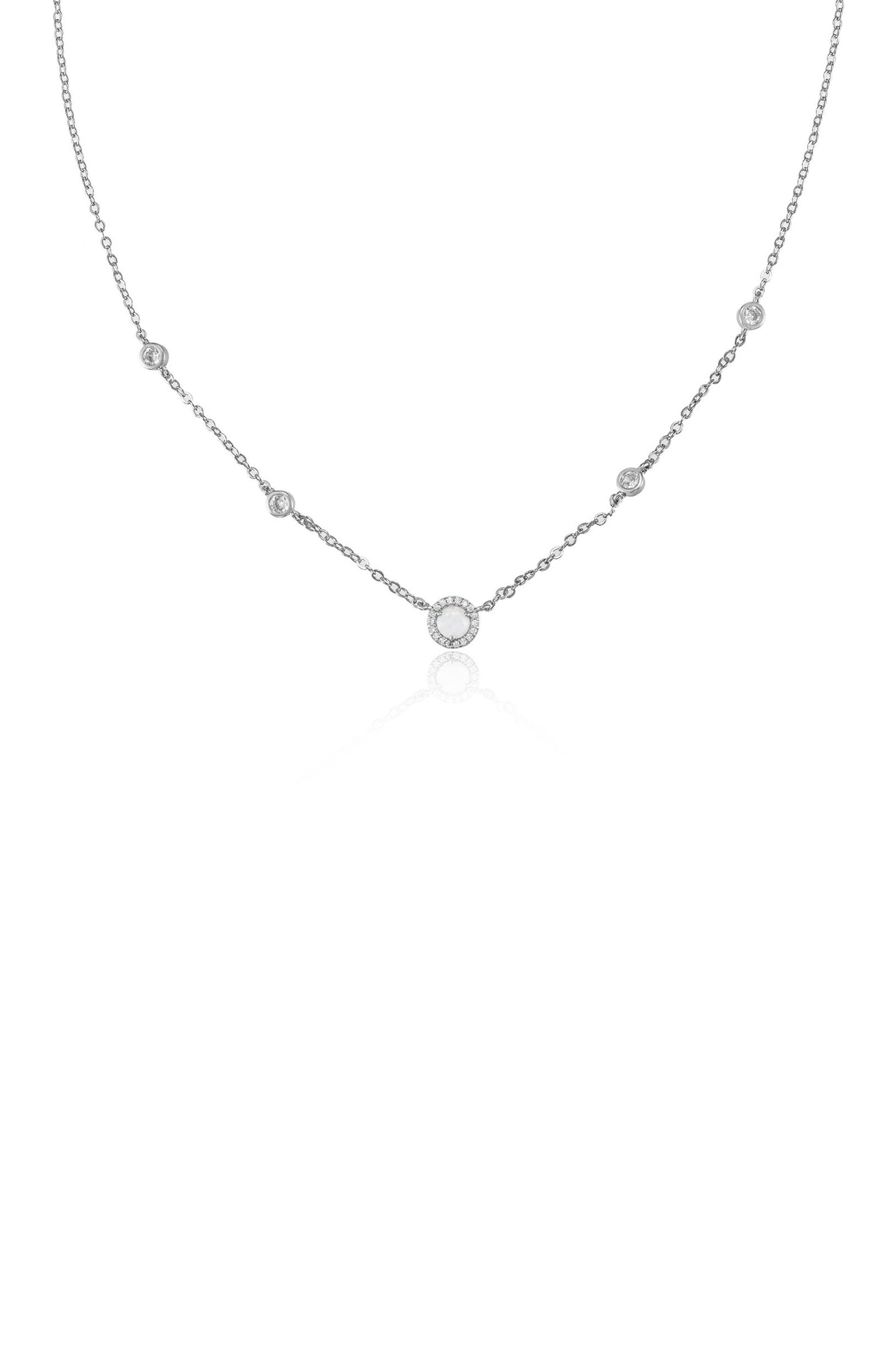Olivia Opal and Crystal Necklace Rhodium Plated 2