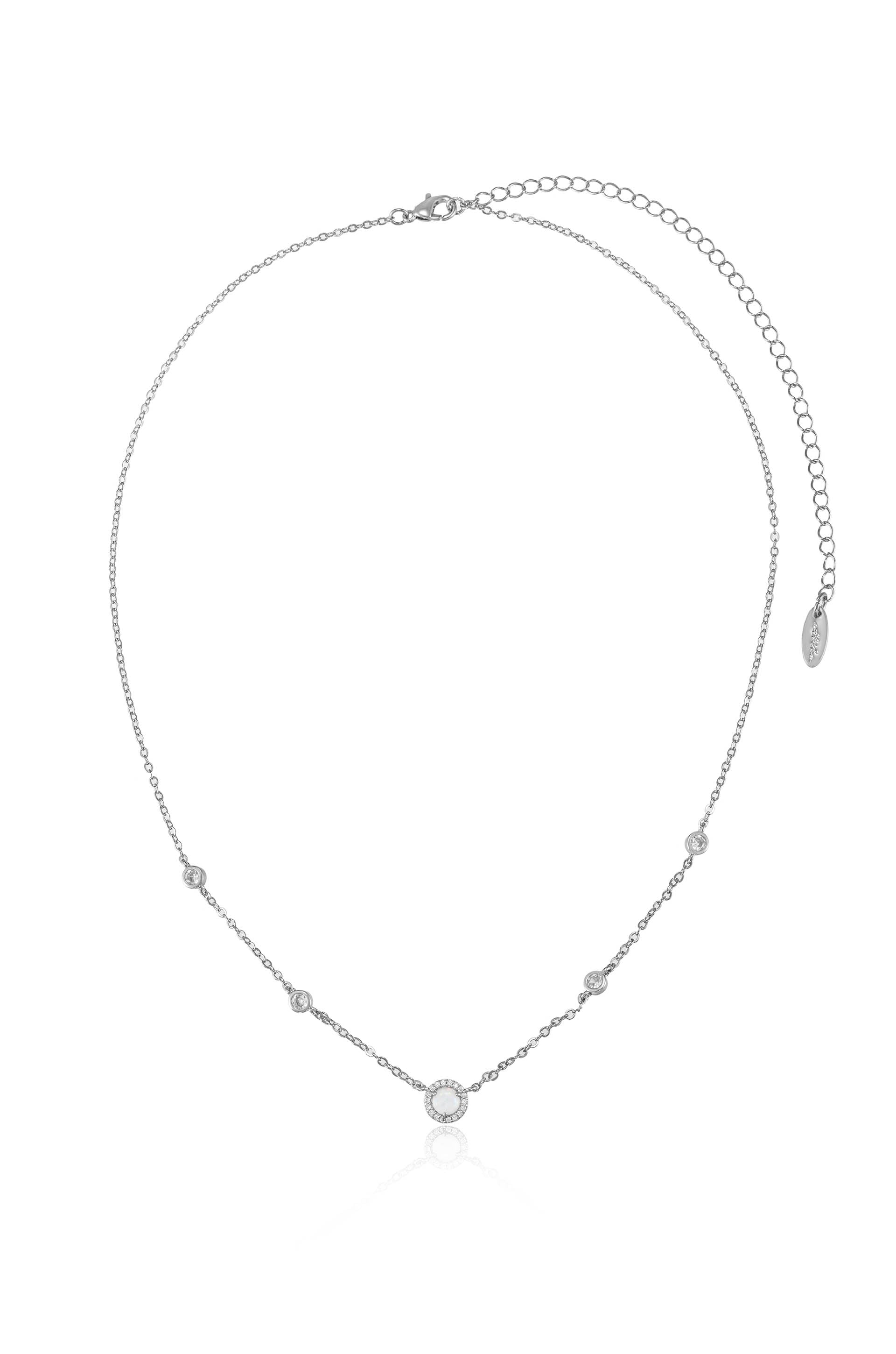 Olivia Opal and Crystal Necklace Rhodium Plated