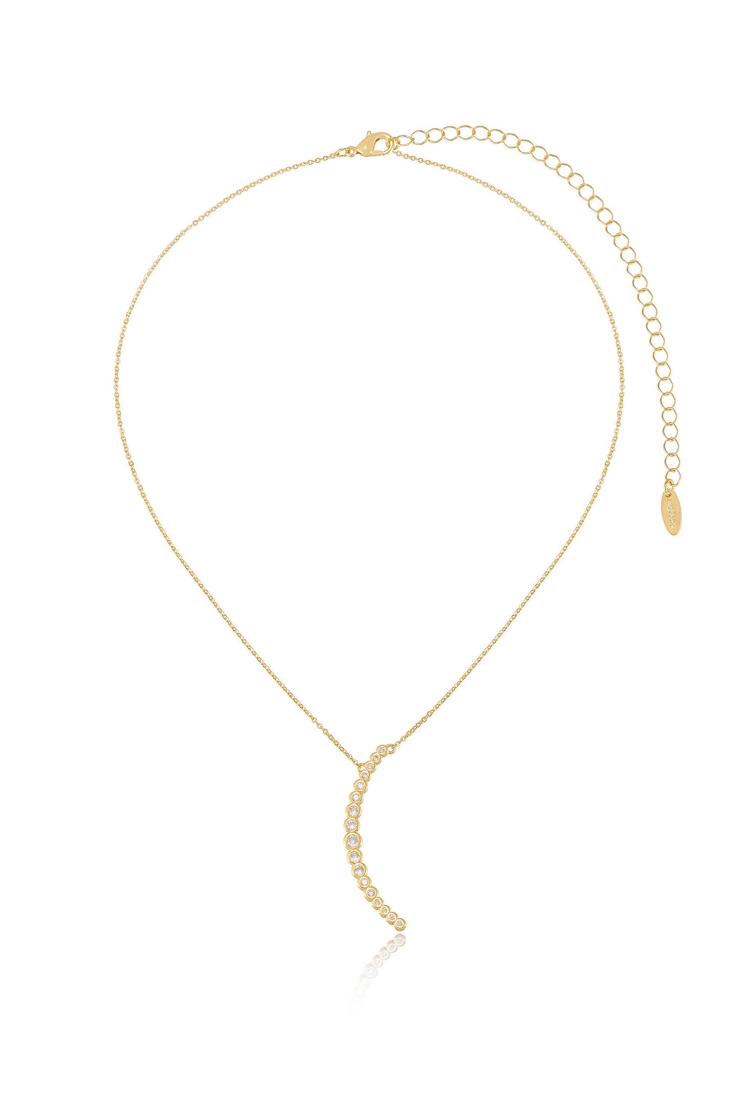 Waning Crystal Crescent Moon 18k Gold Plated Necklace full