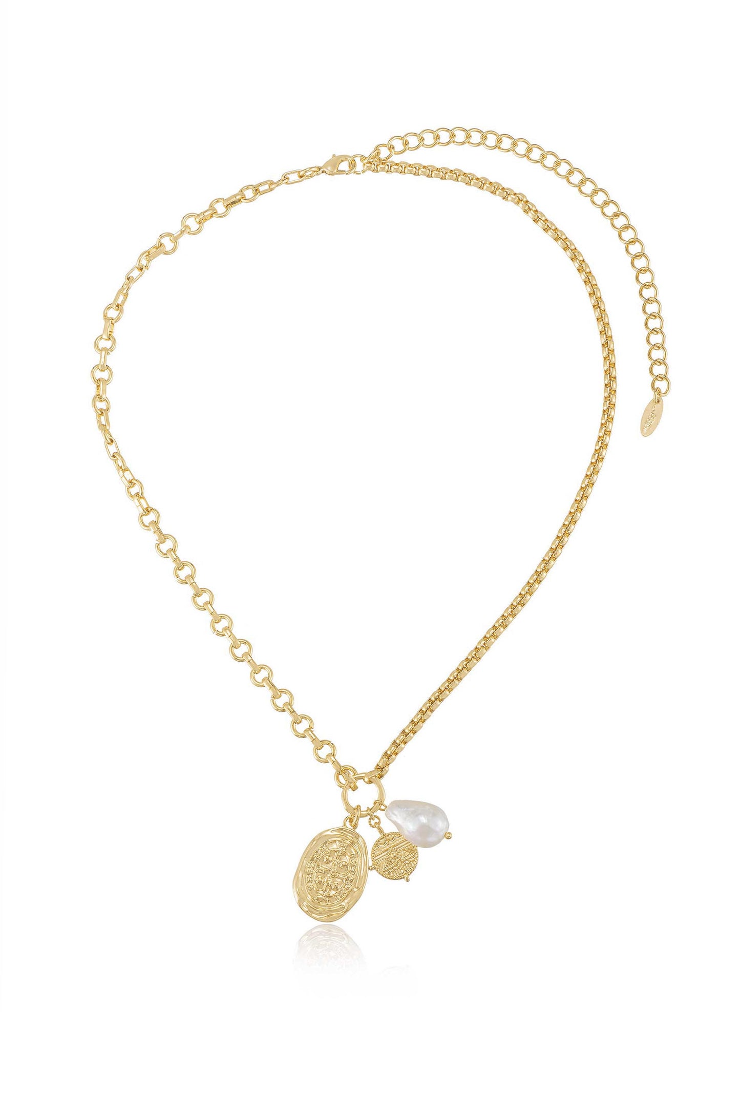 Freshwater Pearl Treasures 18k Gold Plated Charm Necklace