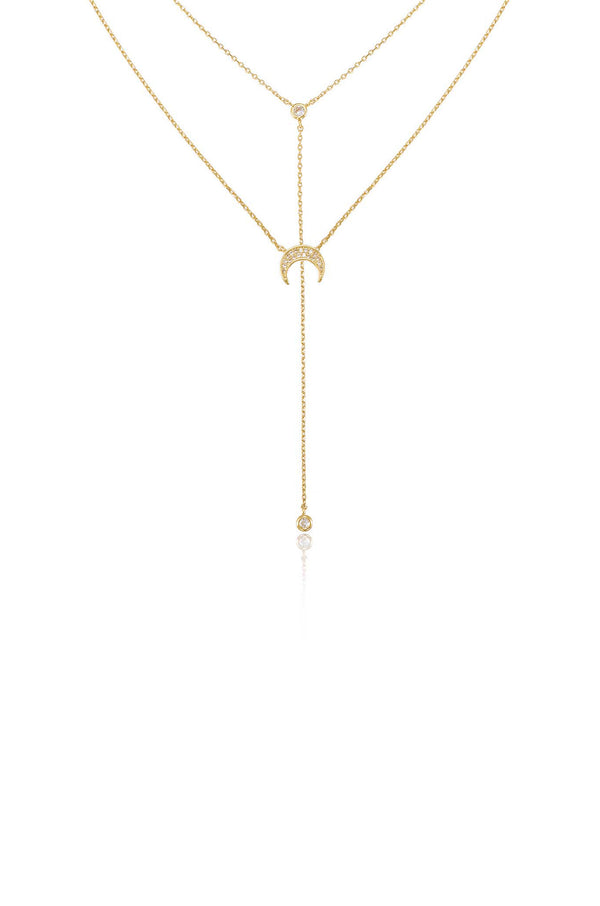 Dainty Layered Crescent Moon Necklace Set