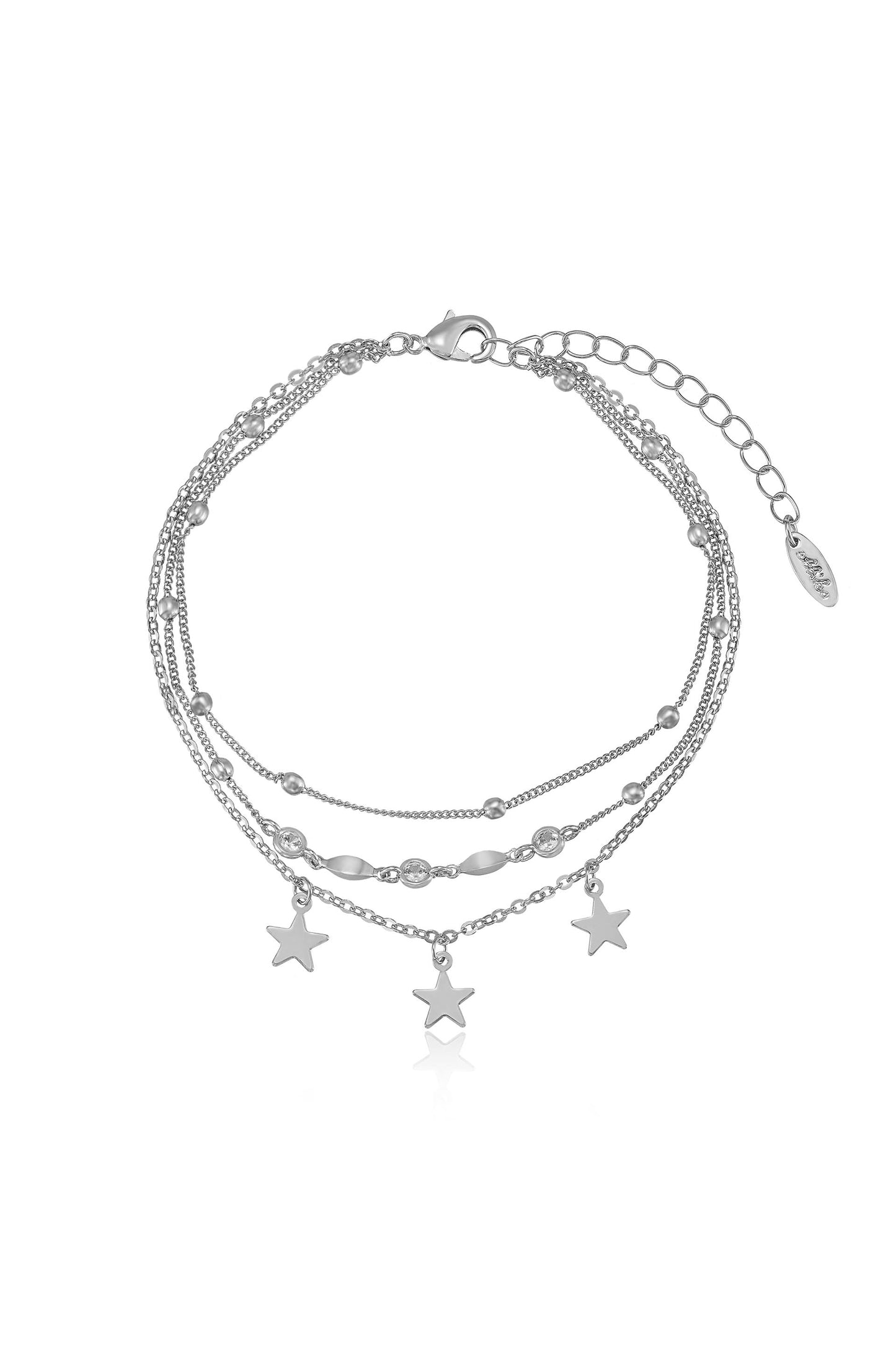 Star Searcher Anklet in rhodium
