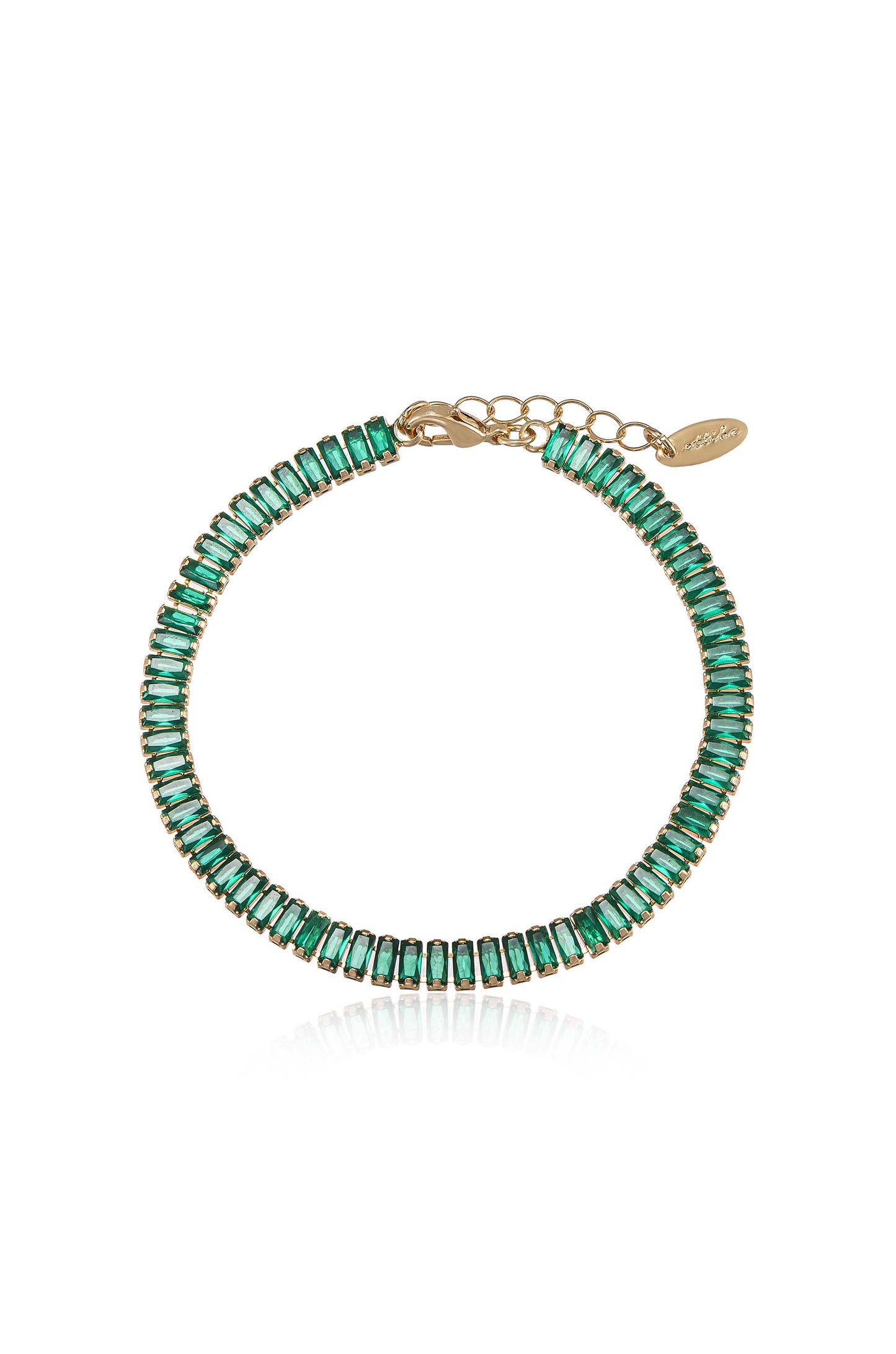 Rhinestone Baguette Anklet in green