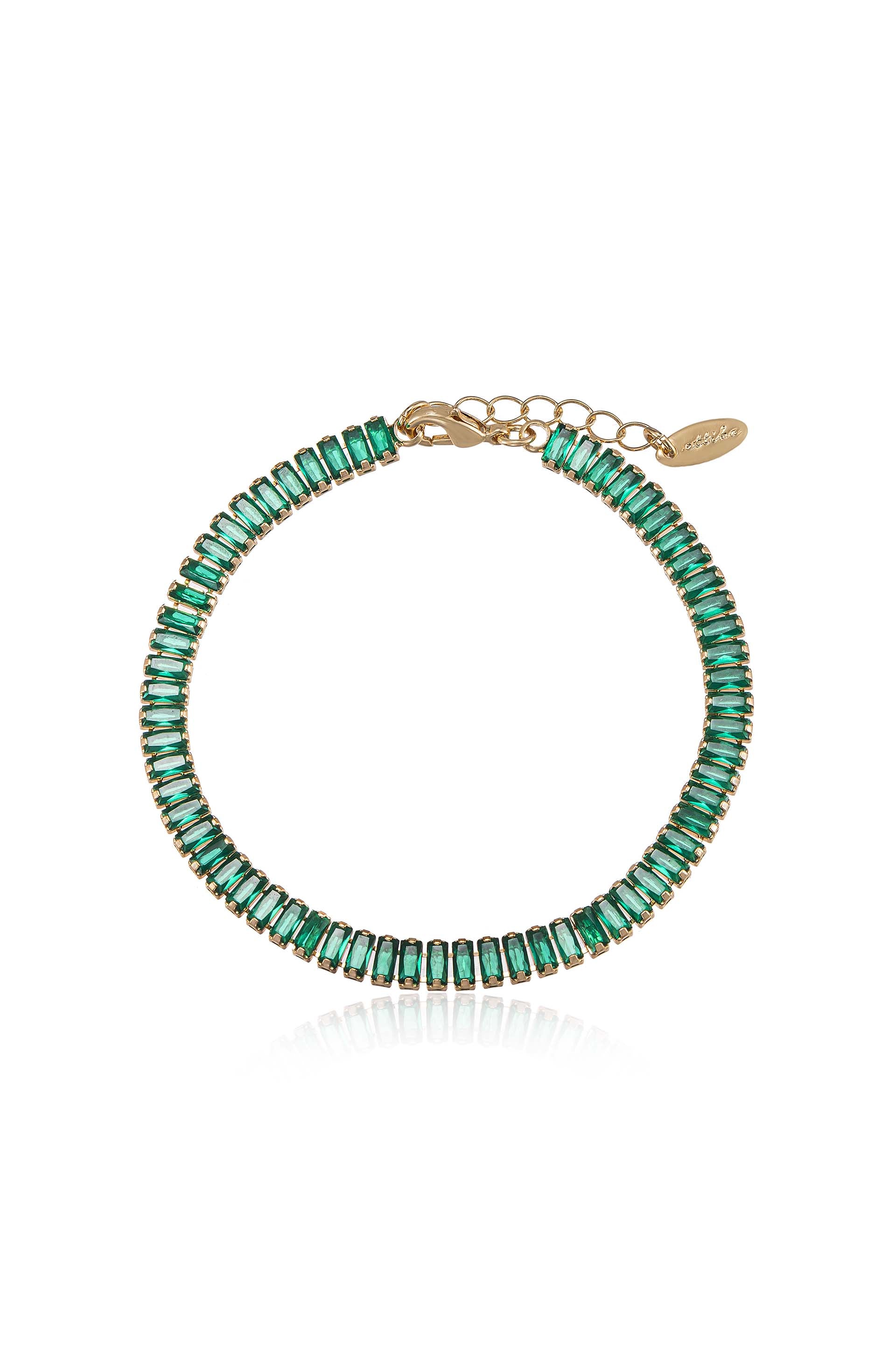 Rhinestone Baguette Anklet in green