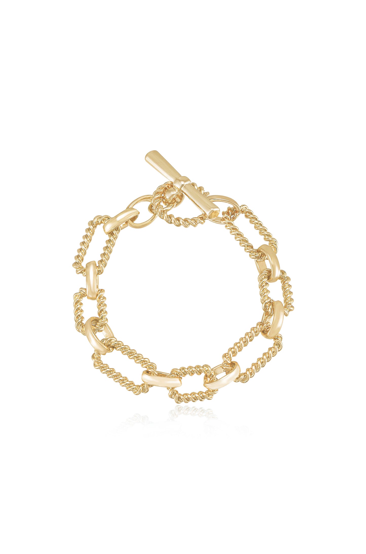18k Gold Plated Rope Chain Toggle Bracelet