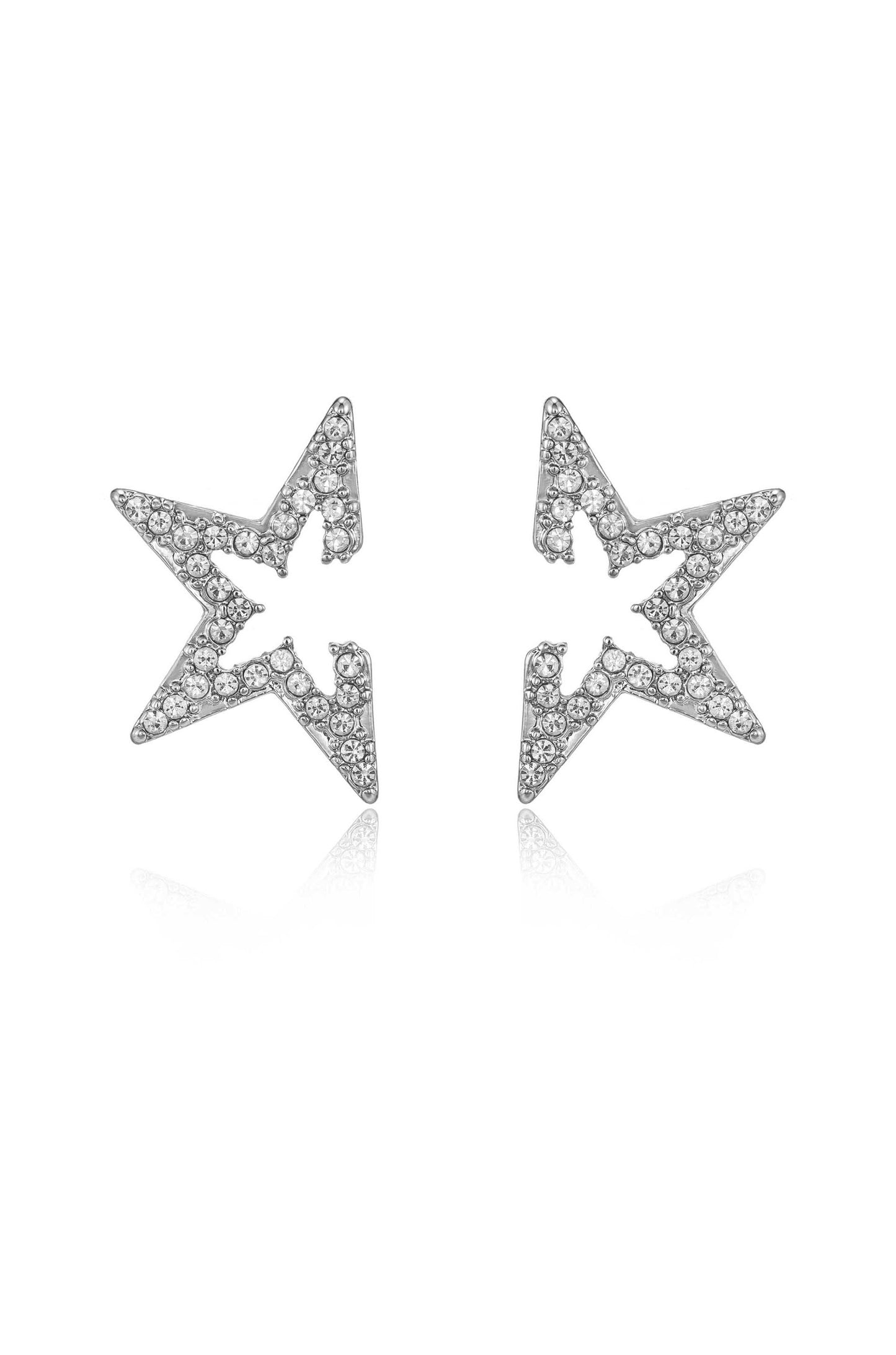 Star Light Crystal Statement Stud 18k Gold Plated Earrings in rhdoium
