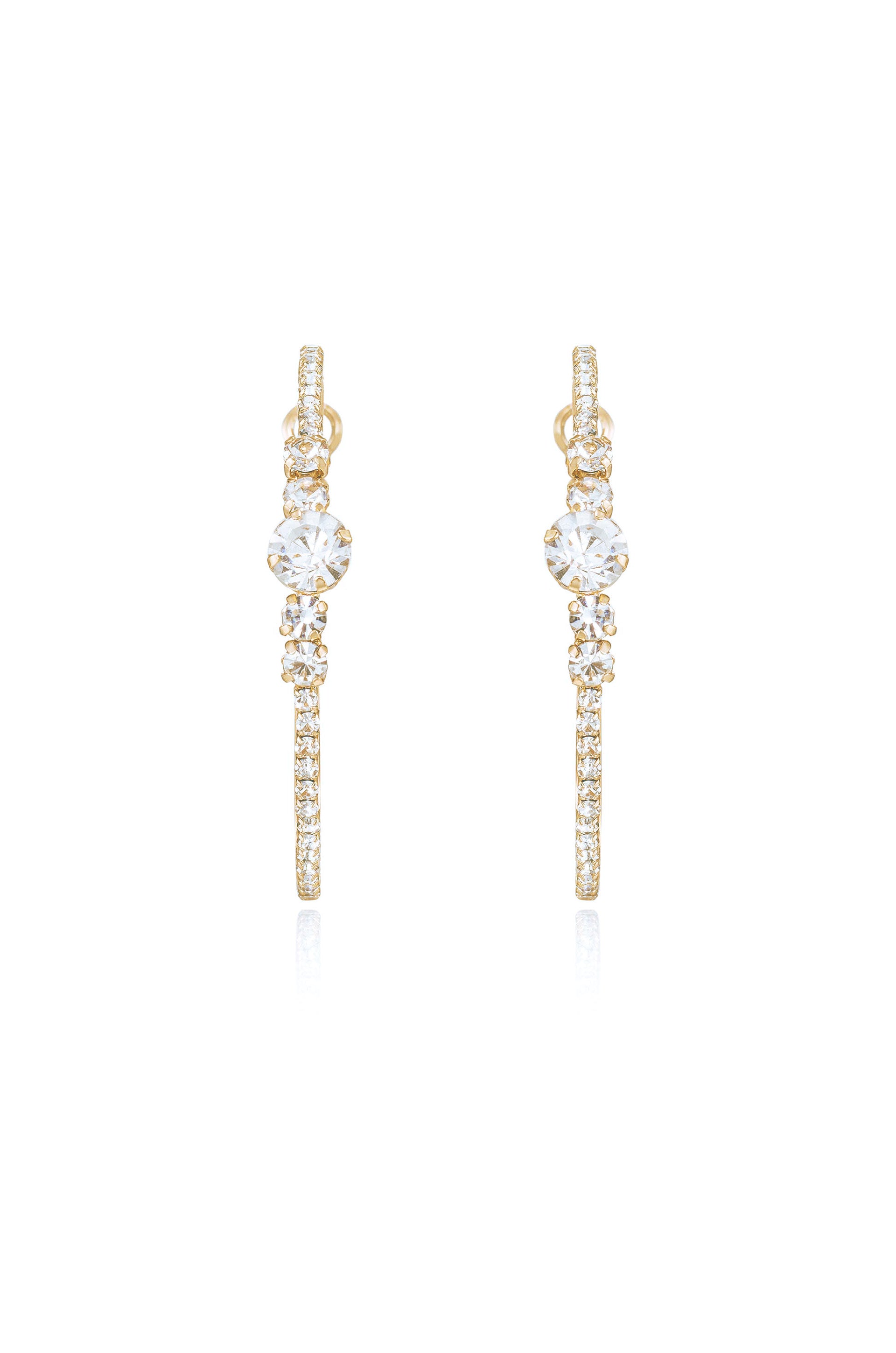 Hollywood Forever Crystal Hoop Earrings 18k Gold Plated