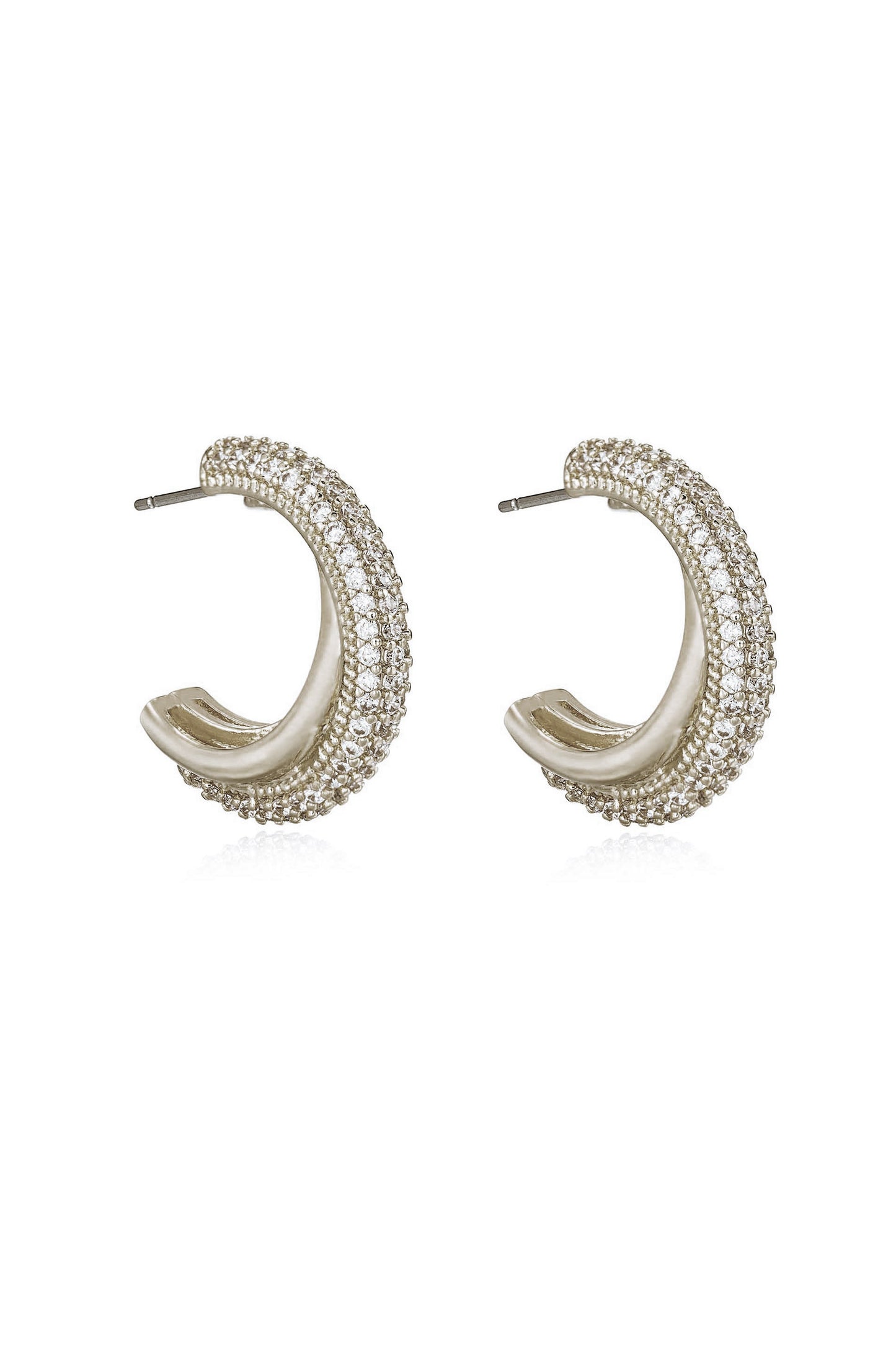 Crystal Intertwined Small Hoop Earrings in rhodium side