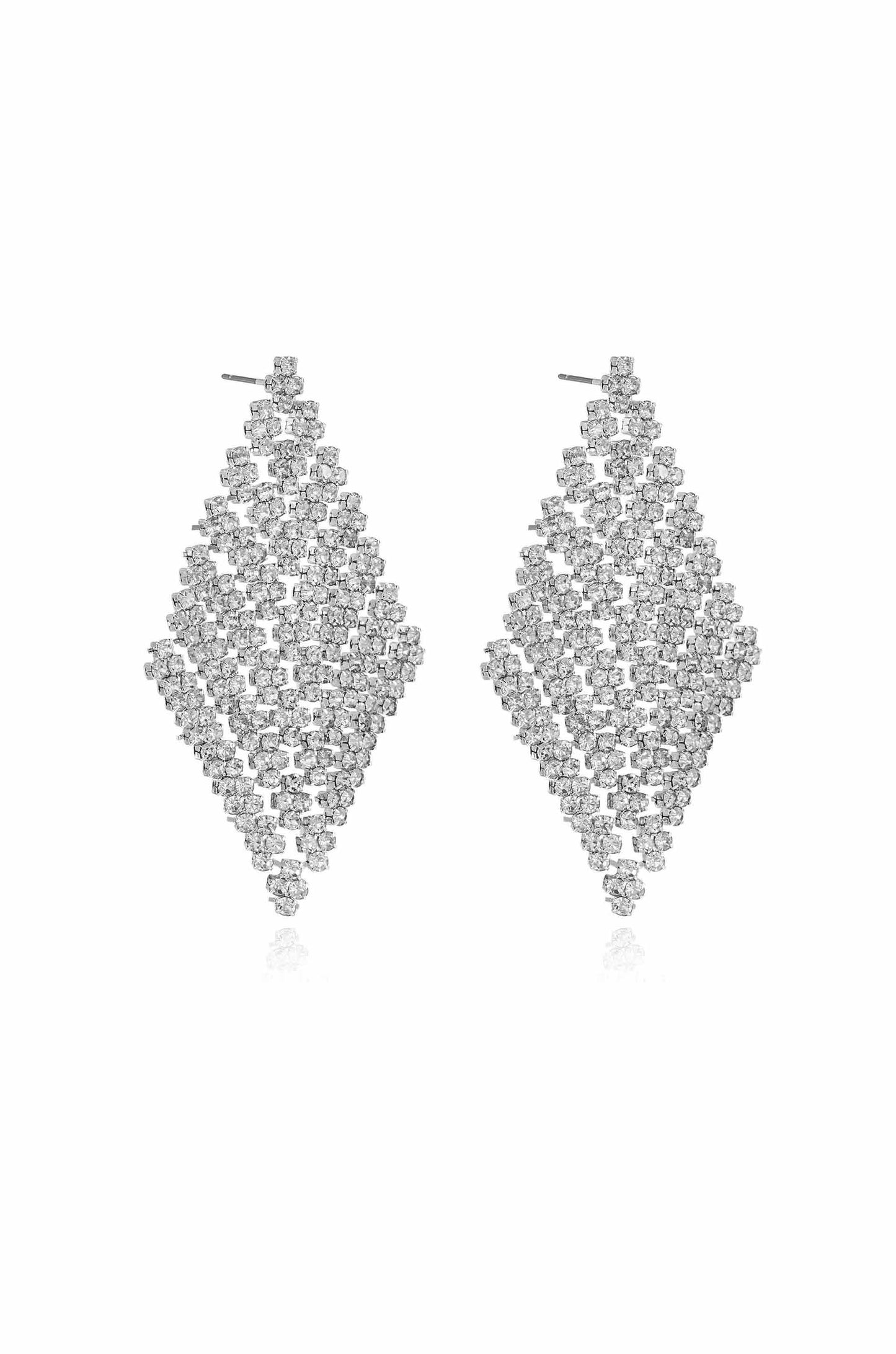 Swinging Crystal & Silver Plated Earrings side