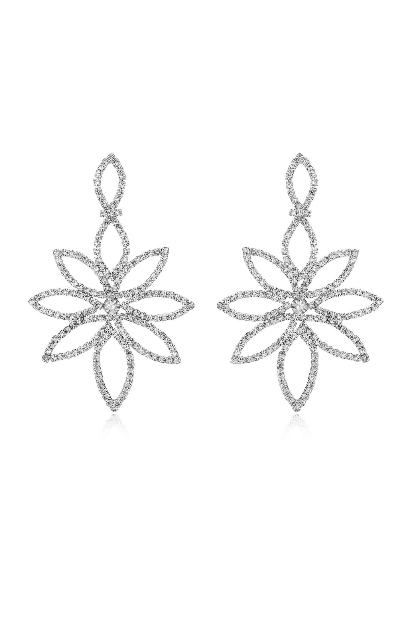 Crystal Bouquet Statement Earrings Clear Crystal with Silver Plating 3