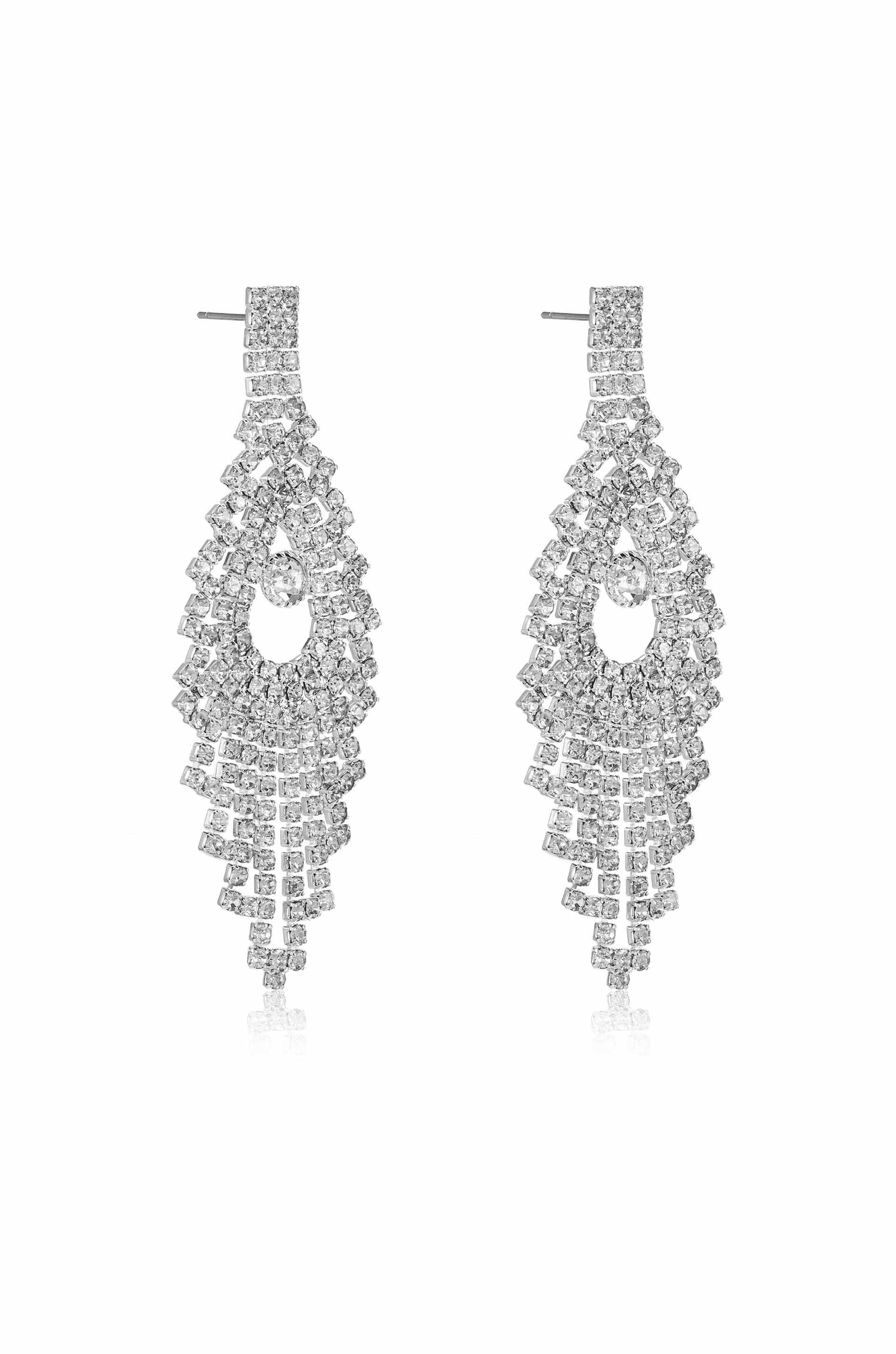Charming Chandelier Crystal & Silver Plated Earrings Clear Crystal with Silver Plating 2