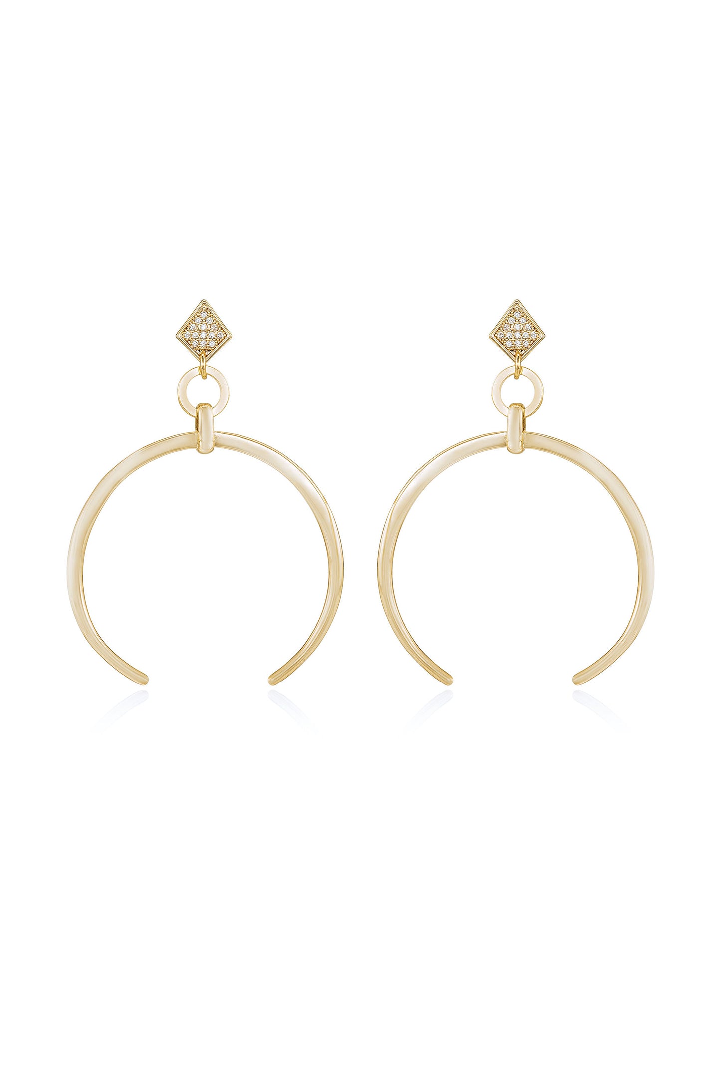 Gold Crescent Drop 18k Gold Plated Earrings