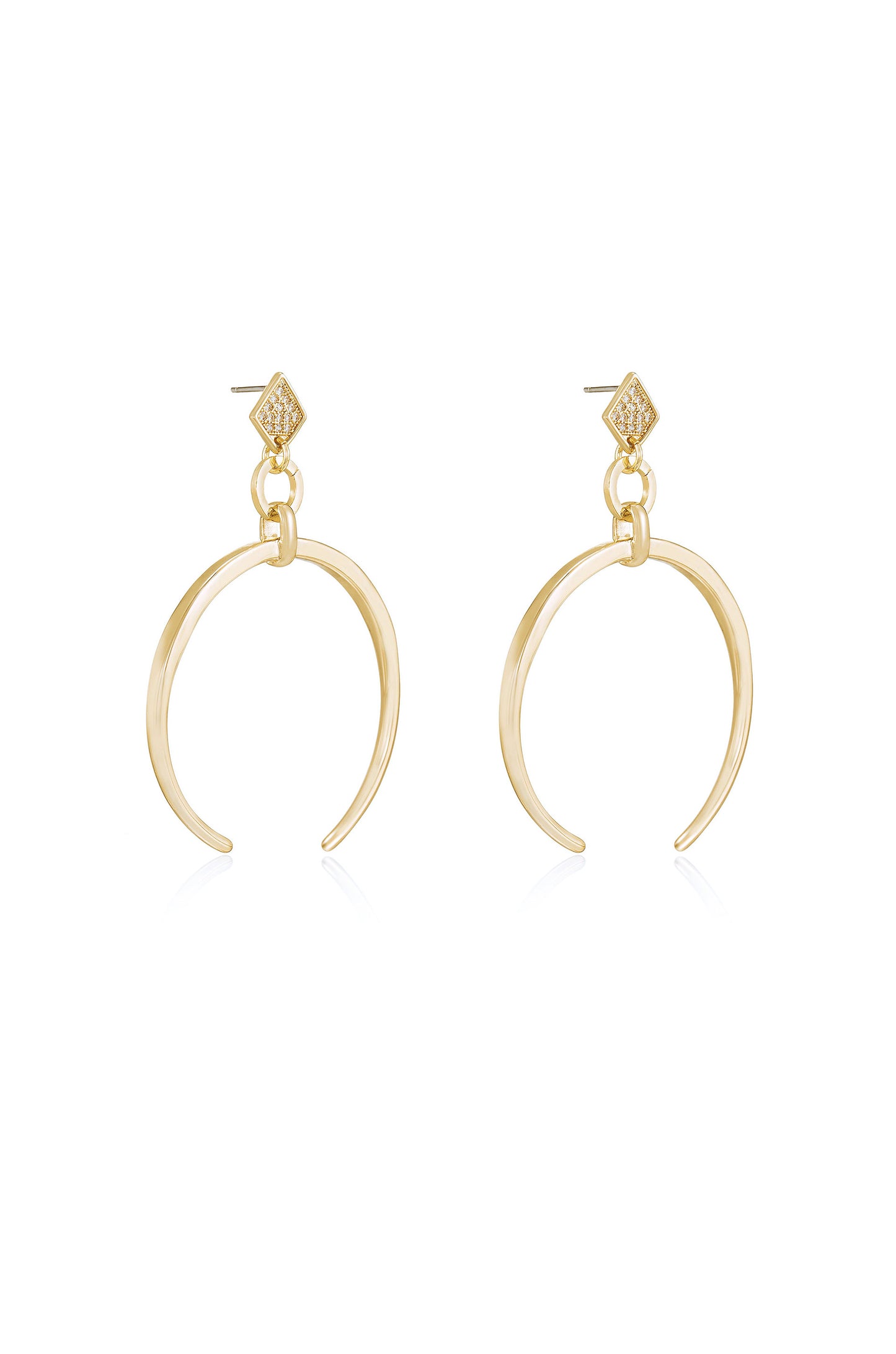 Gold Crescent Drop 18k Gold Plated Earrings side