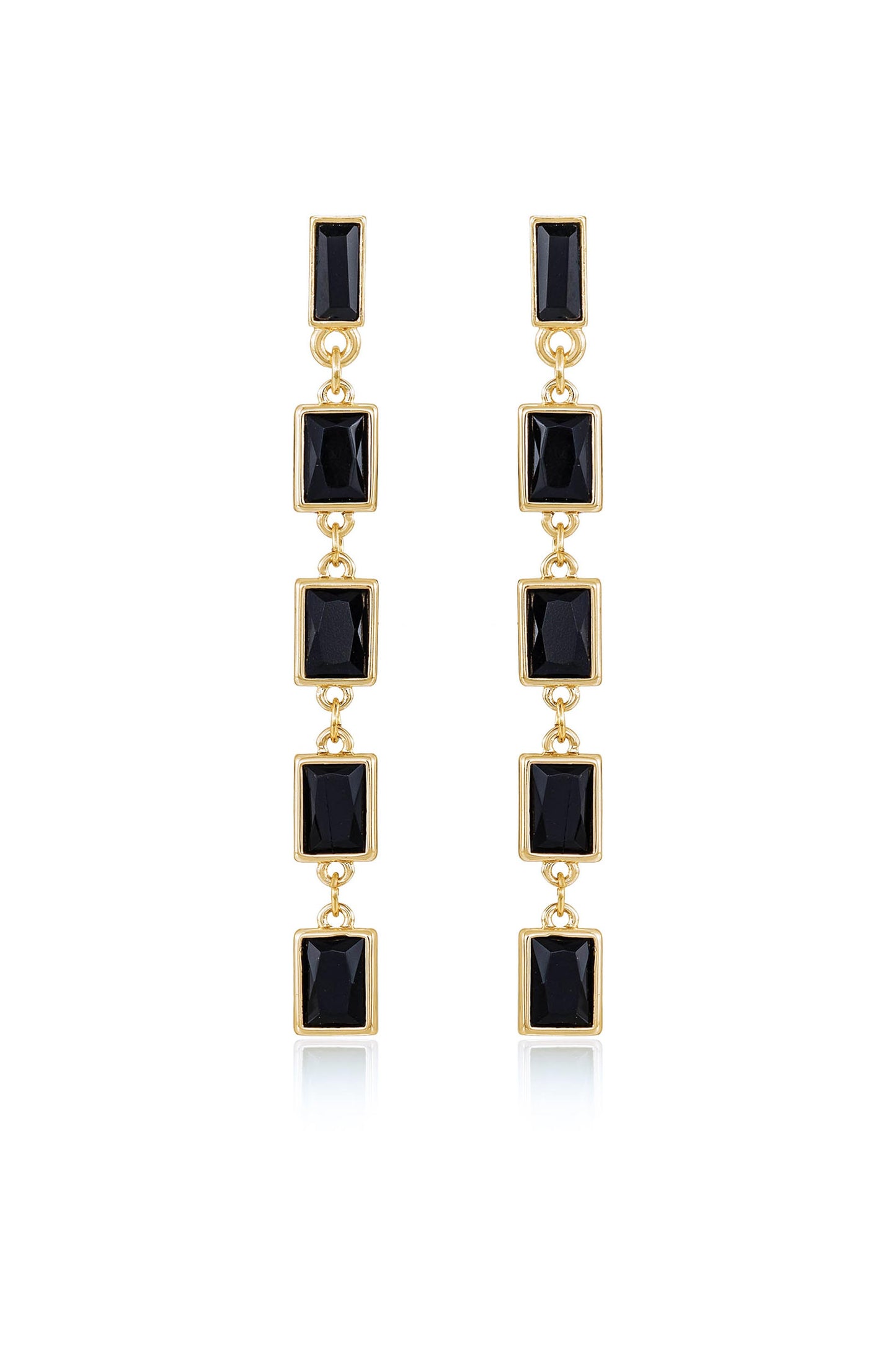 Cleo Crystal Drop 18k Gold Plated Earrings black front
