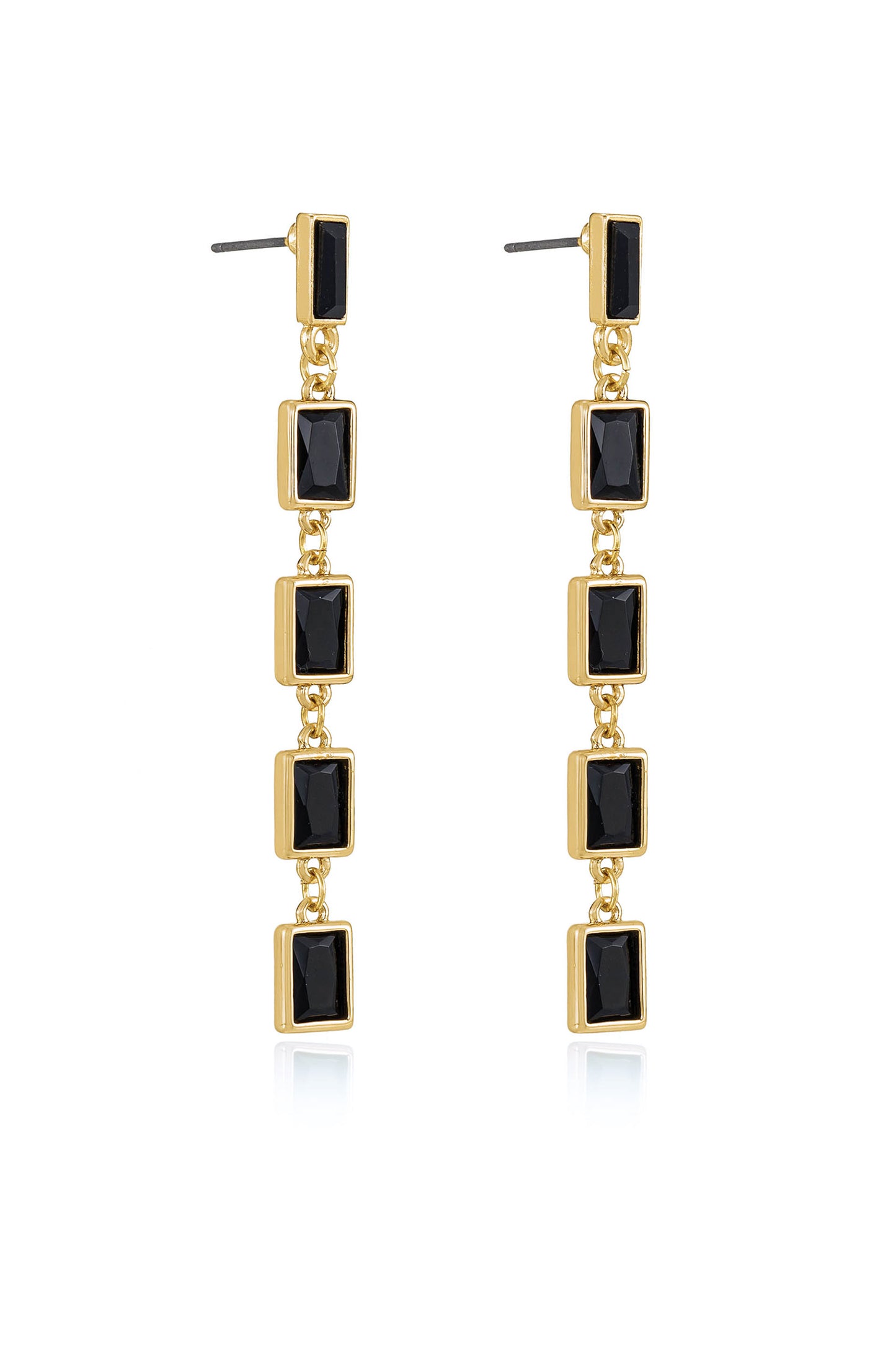 Cleo Crystal Drop 18k Gold Plated Earrings side black