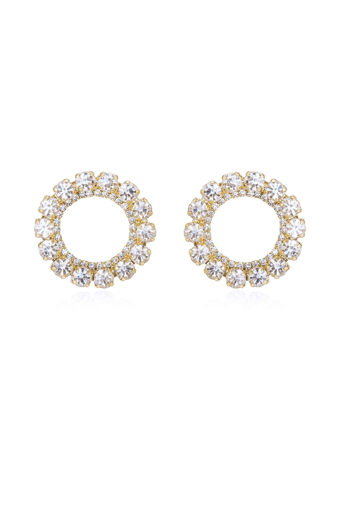 Large Crystal & Circle Stud Earrings