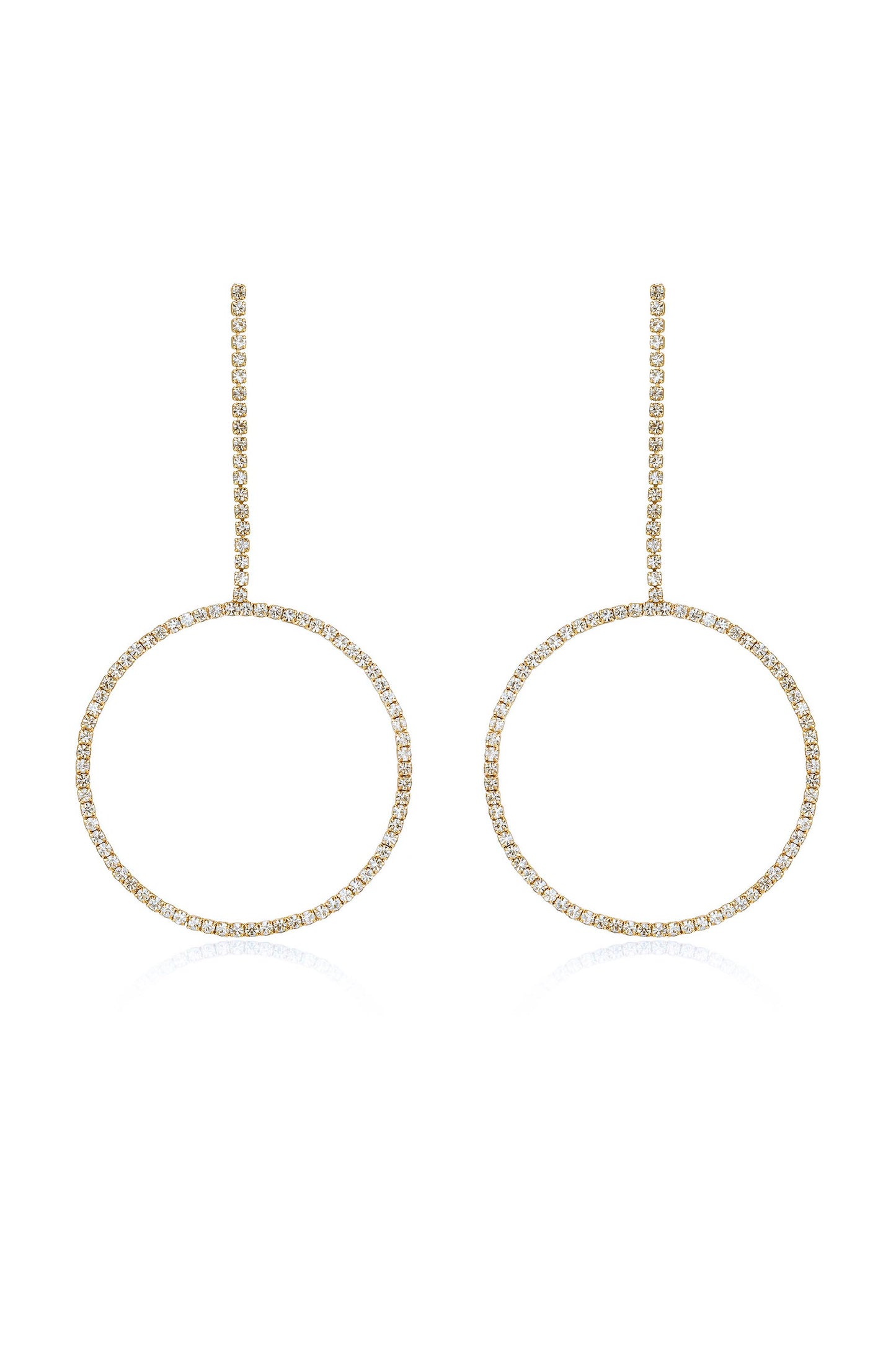 Crystal & 18k Gold Plated Linear Circle Drop Earrings
