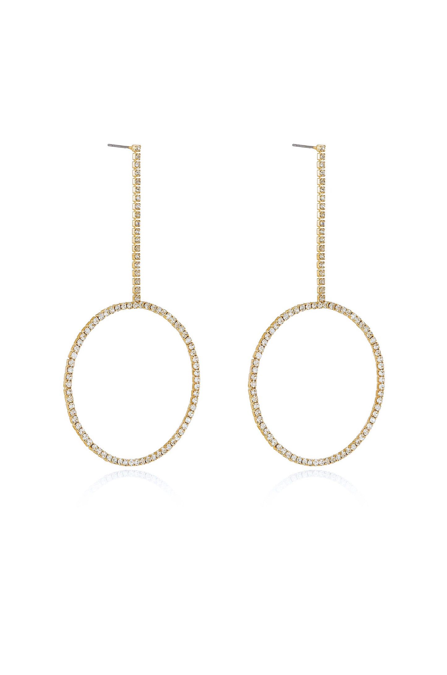 Crystal & 18k Gold Plated Linear Circle Drop Earrings side