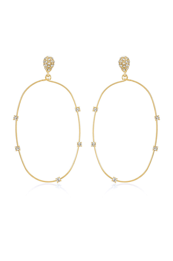 Delicate Crystal Large Oval Hoop Earrings
